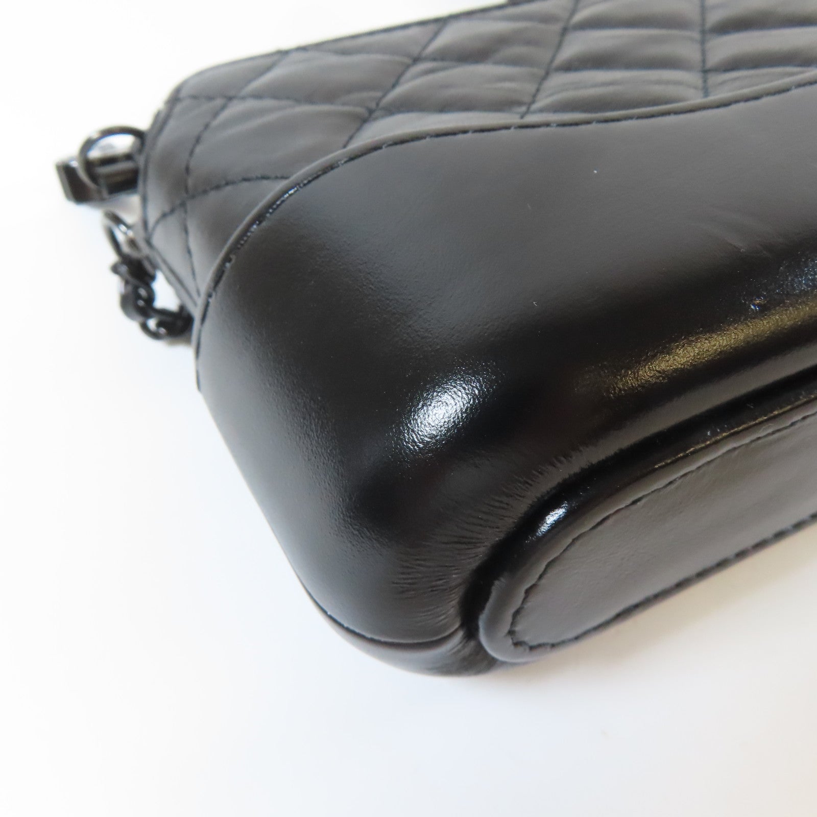 CHANEL 菱格牛皮皮革Chain Shoulder Bag鏈帶肩背袋黑色