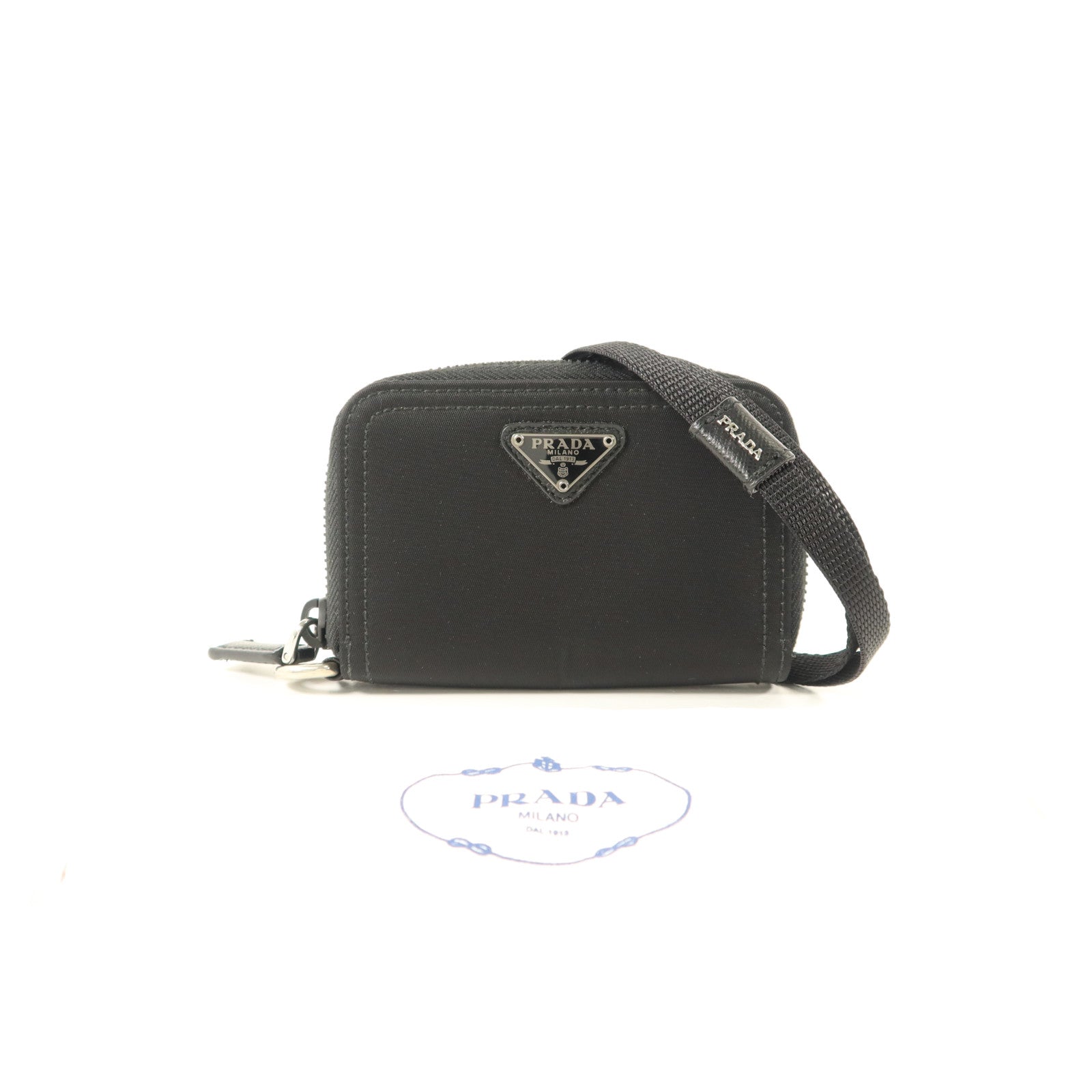 PRADA 尼龍Card Case With Strap銀扣卡片套