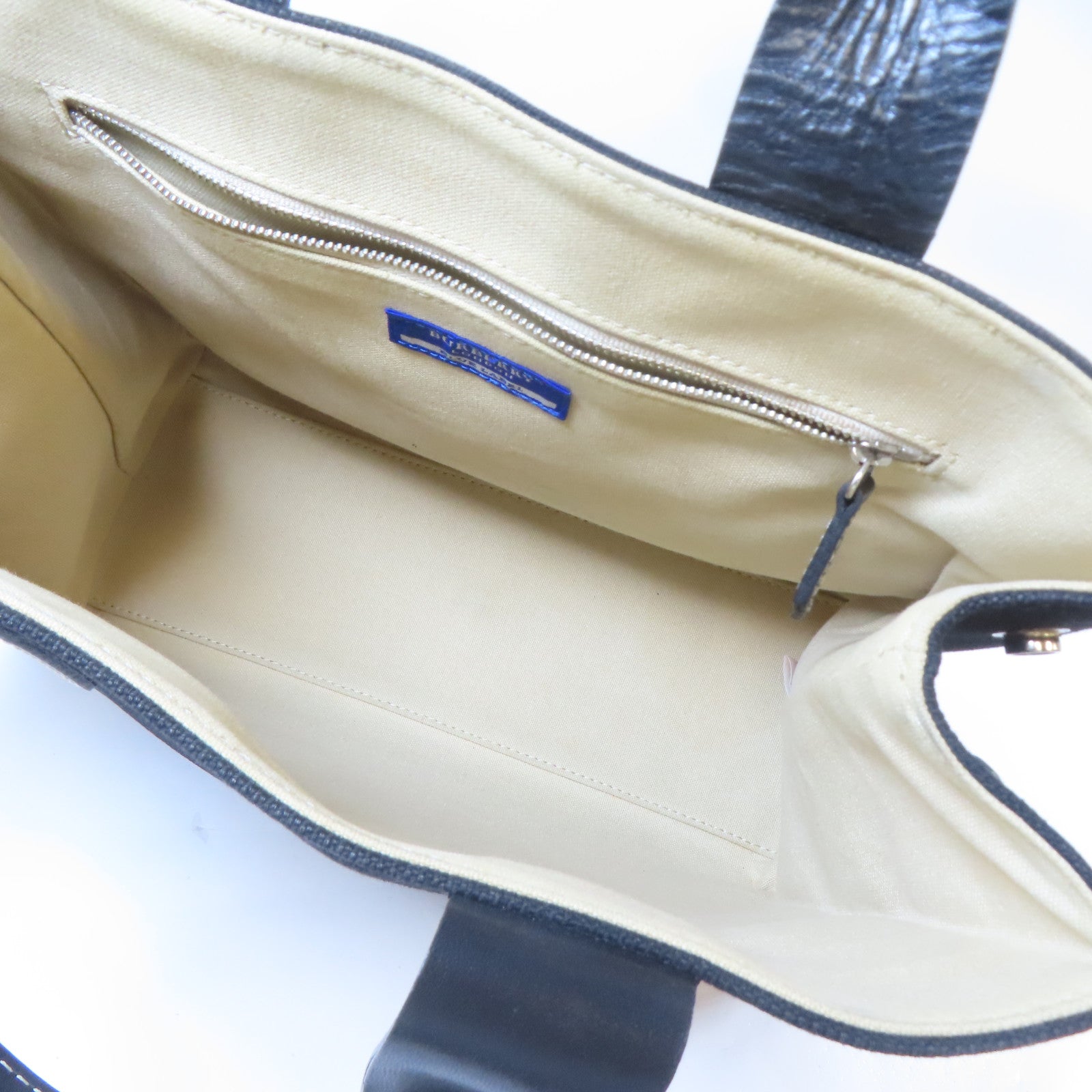 BURBERRY BLUE LABEL 帆布Tote Bag銀扣手挽袋黑色