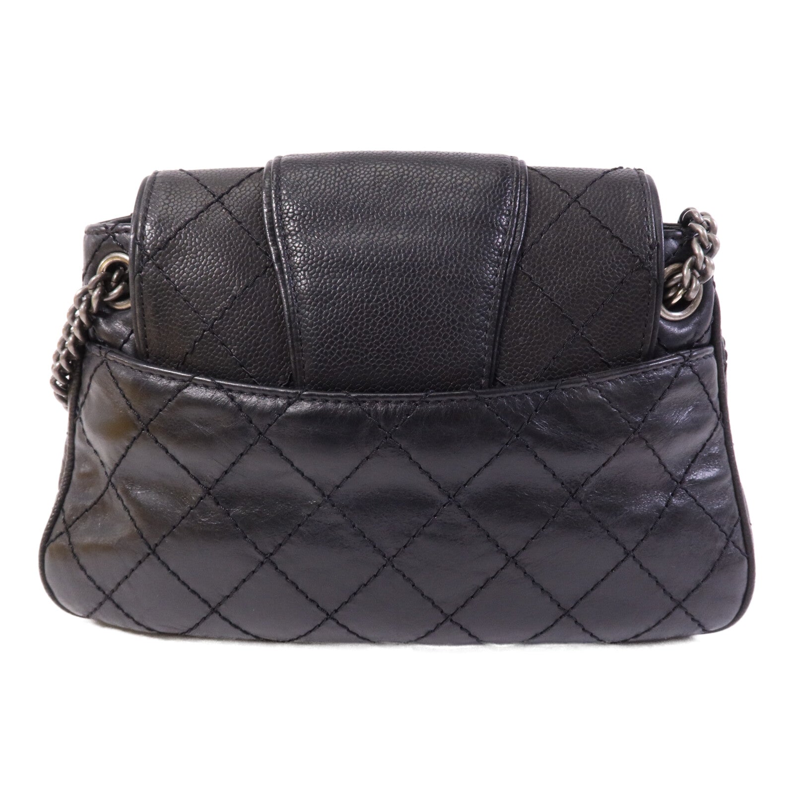 CHANEL 牛皮皮革/羊皮皮革Chain Shoulder Bag銀扣鏈帶肩背袋