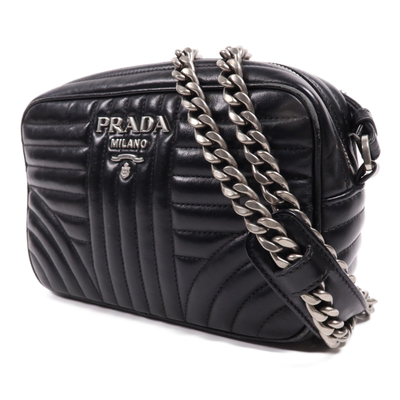 PRADA 牛皮皮革Shoulder Bag銀扣肩背袋