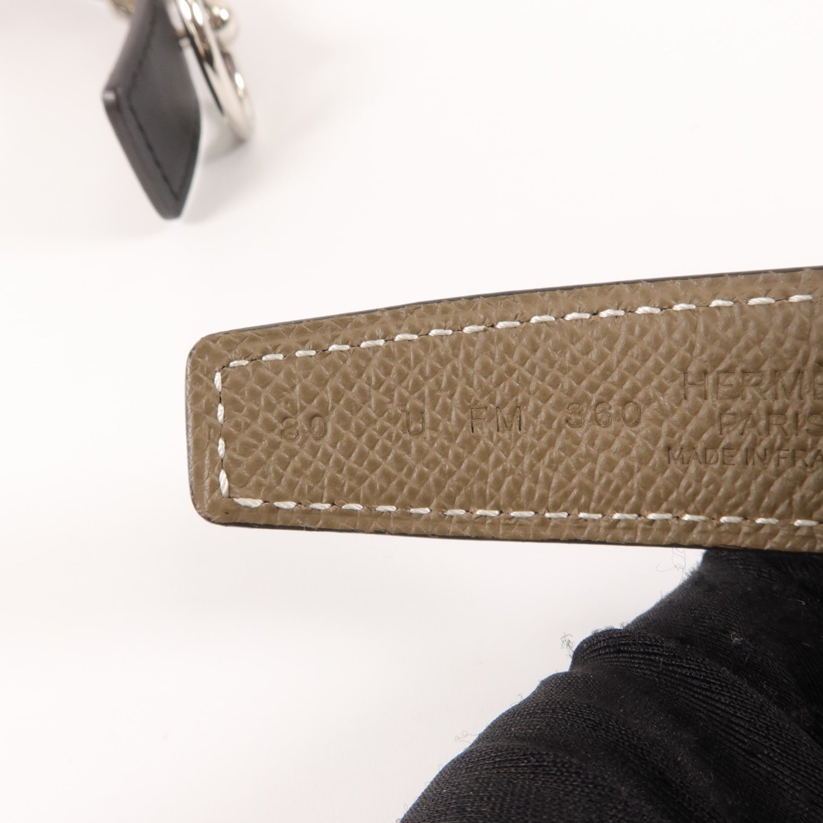 HERMES Epsom皮革/Swift皮革Horsebit Reversible Belt皮帶Noir/Etoupe