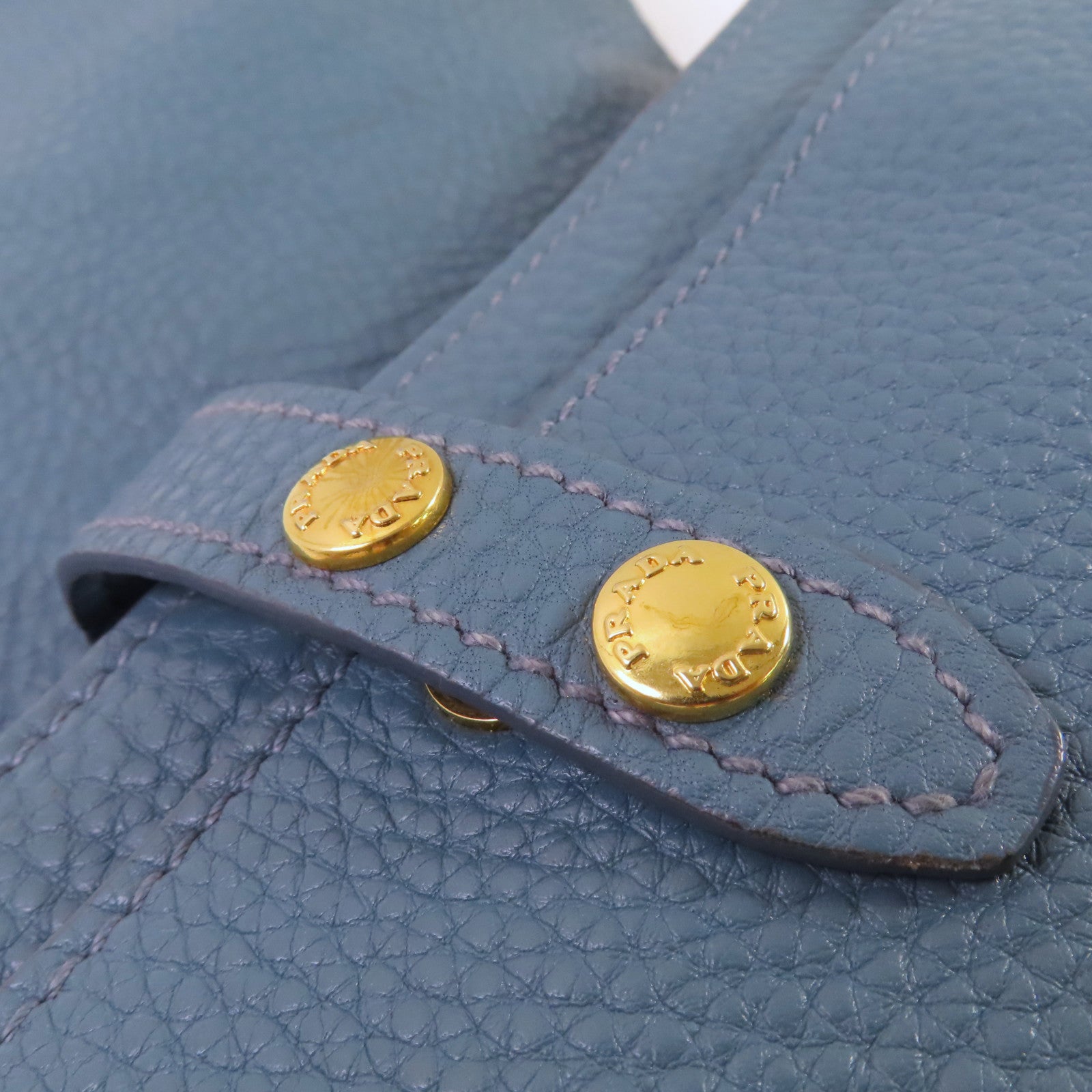 PRADA 牛皮皮革2Way Shoulder Bag金扣手挽肩背兩用袋藍色