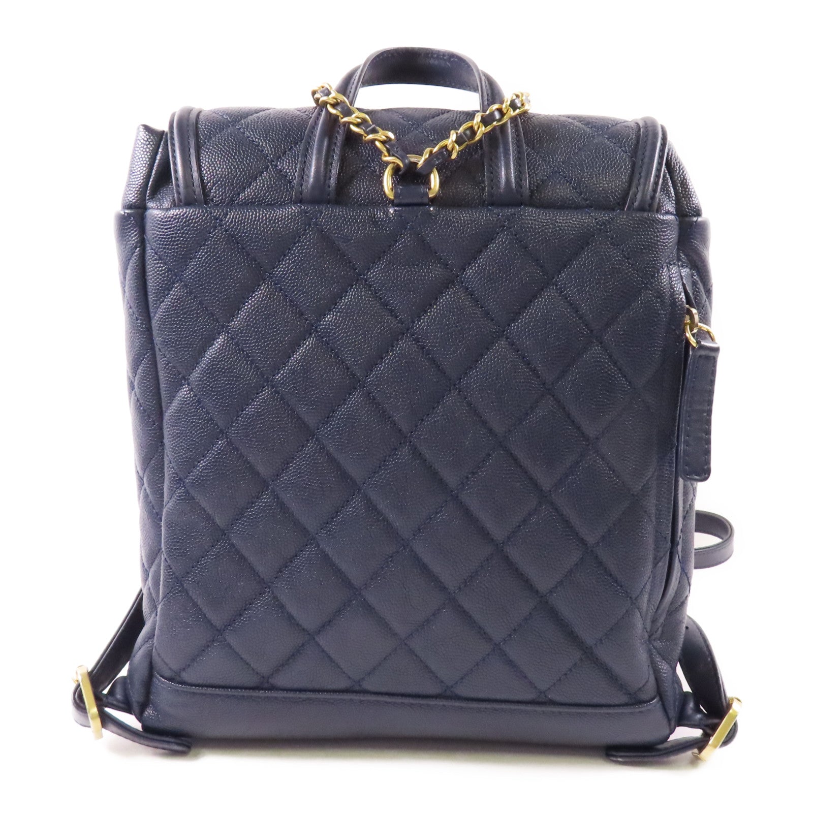 CHANEL 【激減優惠】牛皮皮革Backpack金扣鏈帶背包