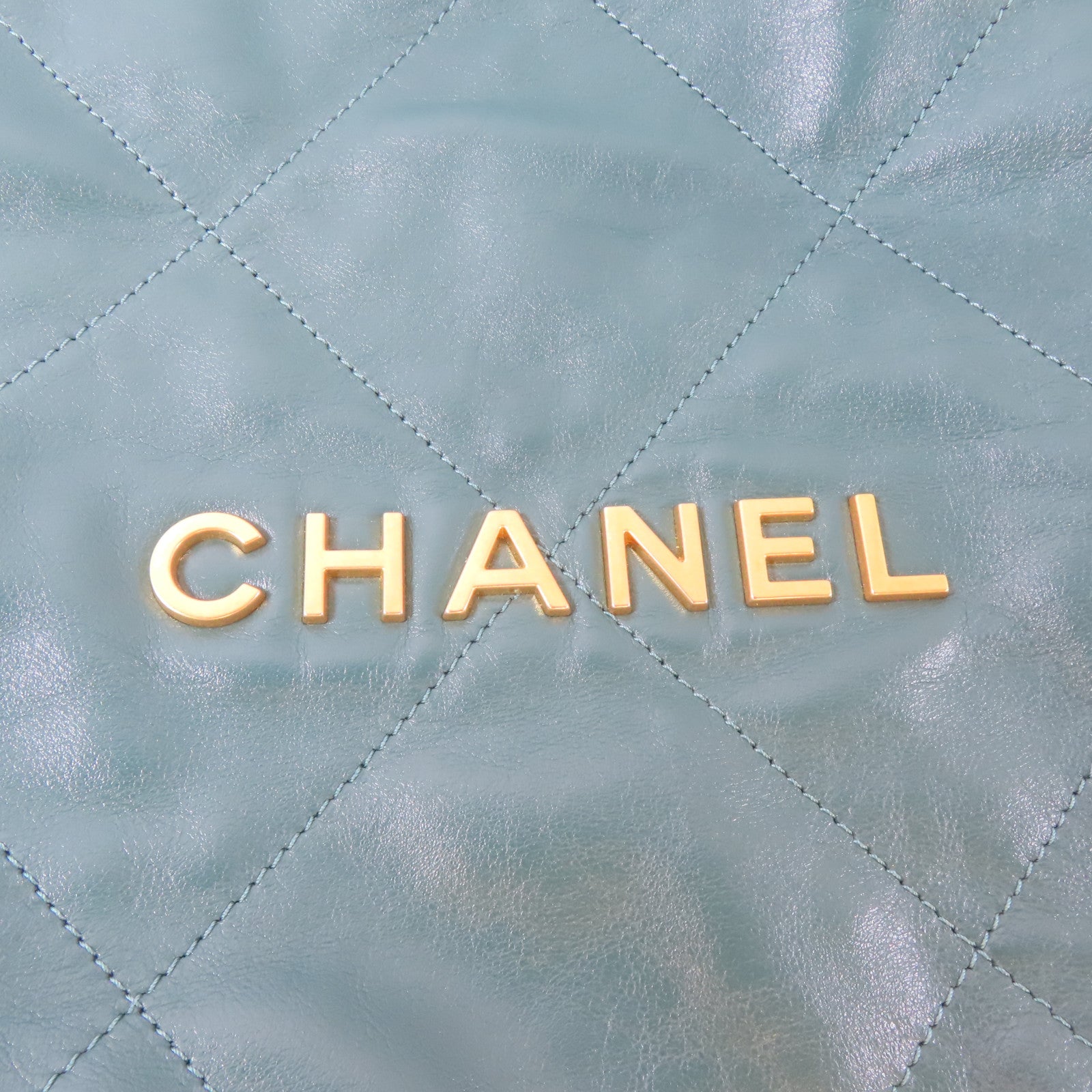 CHANEL 菱格牛皮皮革Chanel 22金扣鏈帶背包綠色