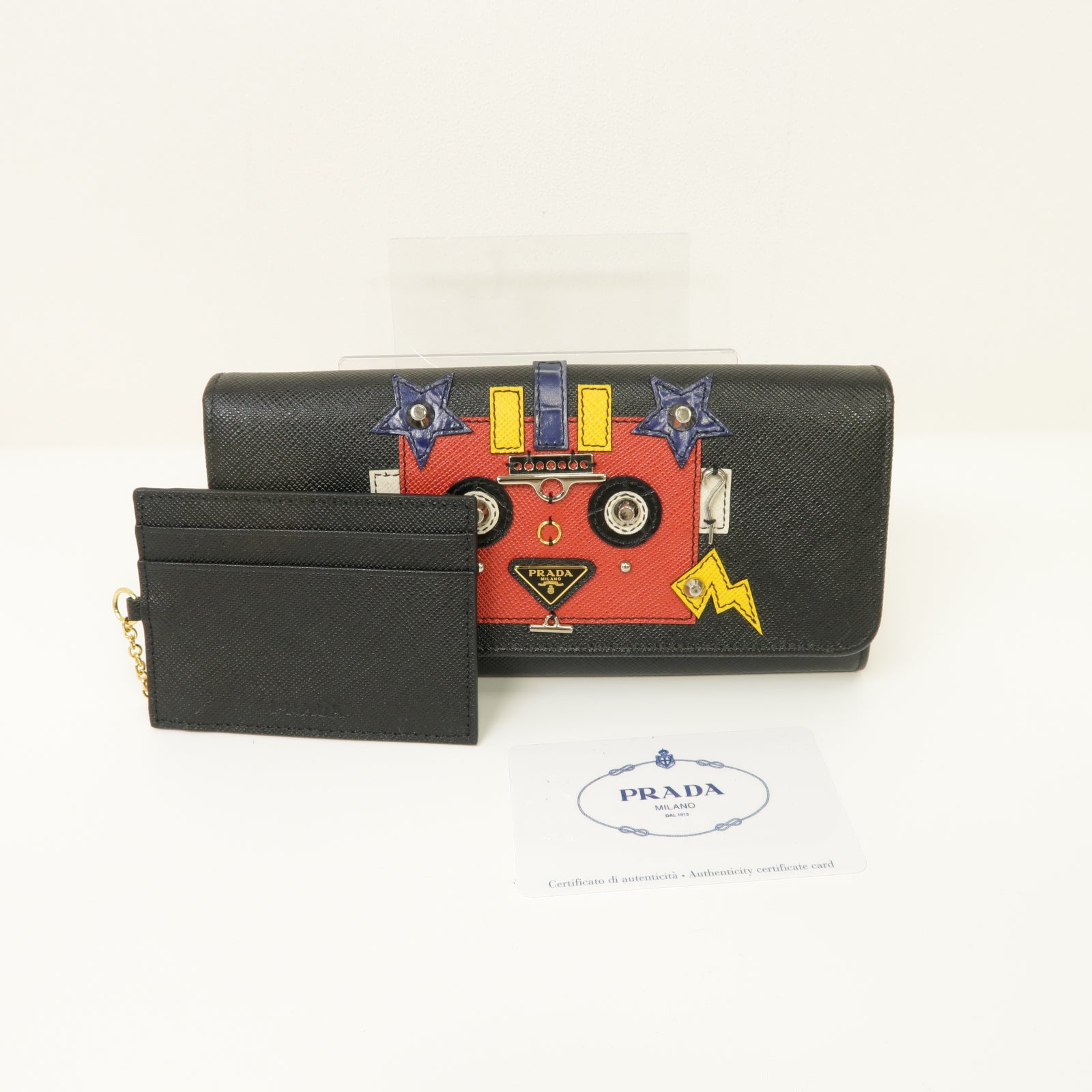 PRADA 牛皮皮革Long wallet金扣長錢包黒色