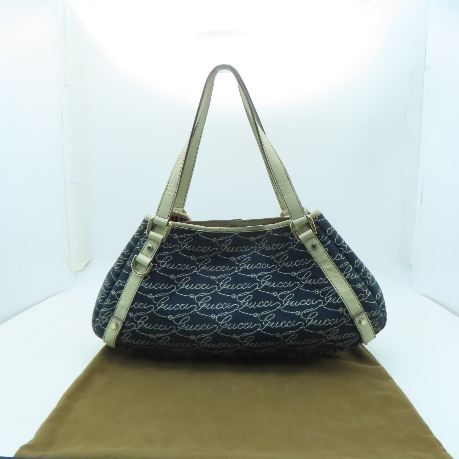 GUCCI 【激減優惠】帆布Shoulder Bag金扣肩背袋藍色/白色