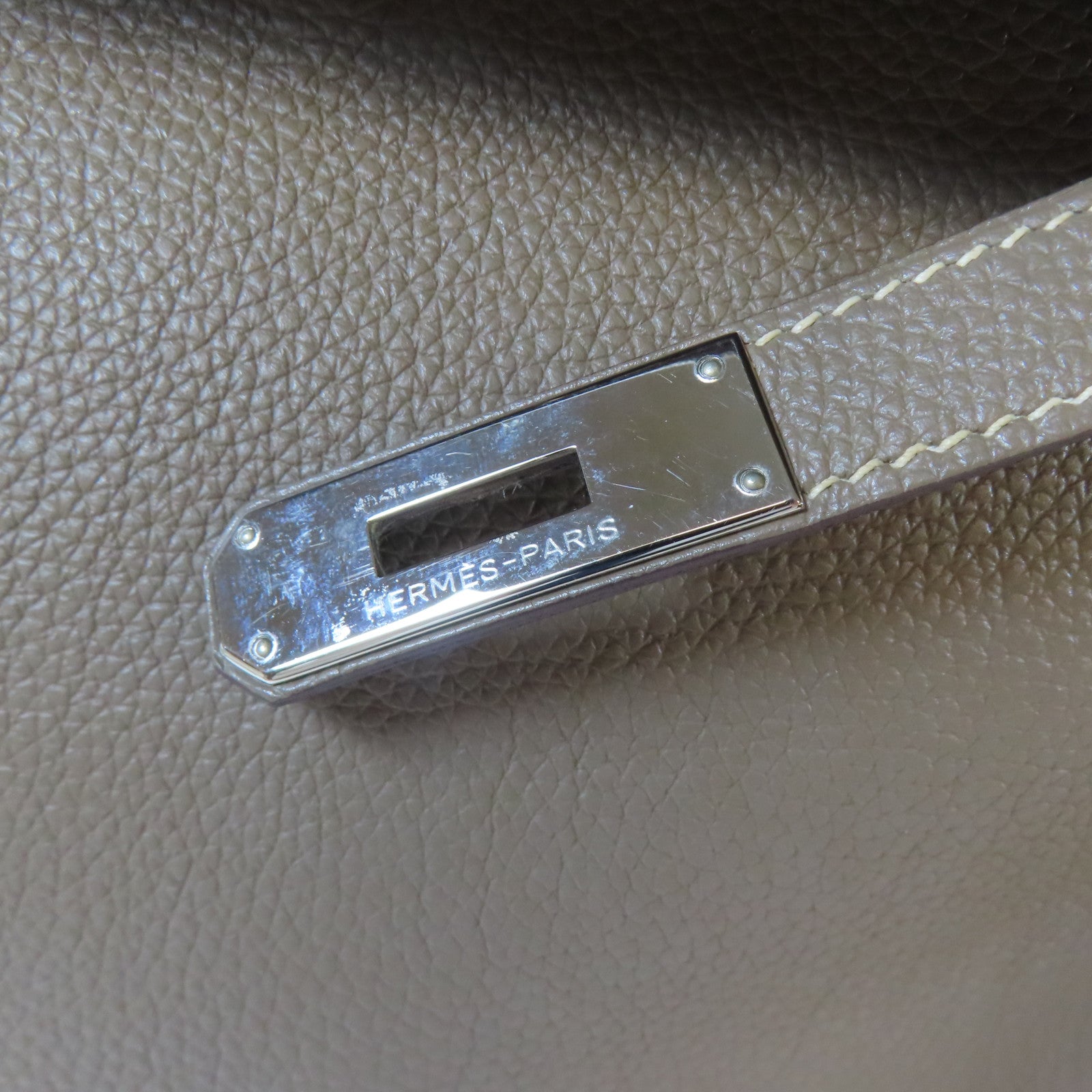 HERMES 【激減優惠】Togo皮革Kelly 35銀扣手挽肩背兩用袋大象灰色