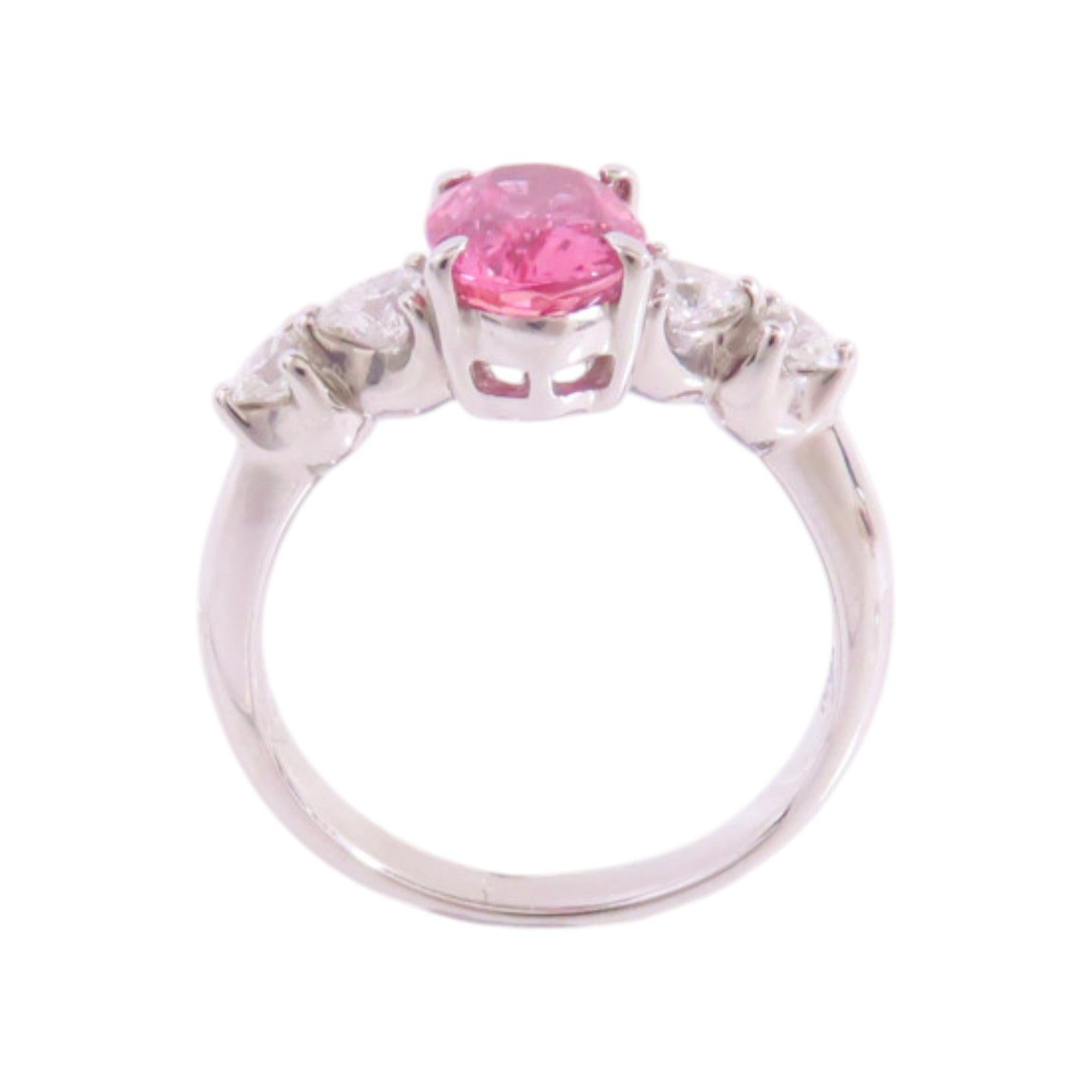 JEWELRY 【激減優惠】PT900鉑金/粉紅藍寶石/鑽石Pink Sapphire Diamond Ring戒指US#5.5