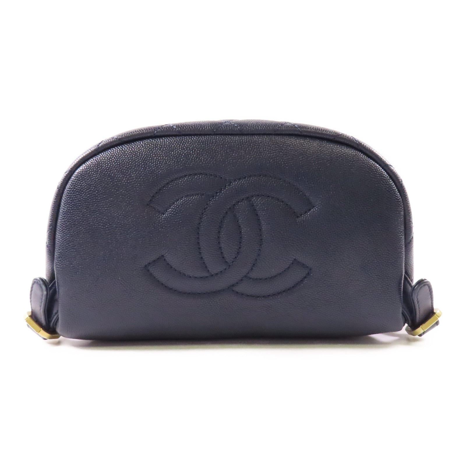CHANEL 牛皮皮革Backpack金扣鏈帶背包
