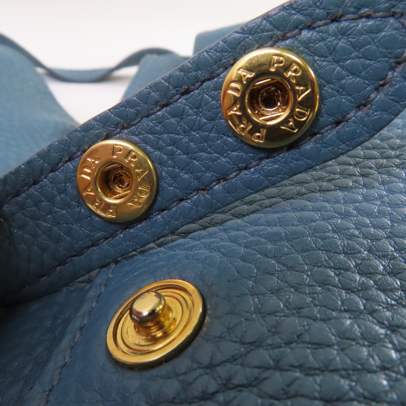 PRADA 牛皮皮革2Way Shoulder Bag金扣手挽肩背兩用袋藍色