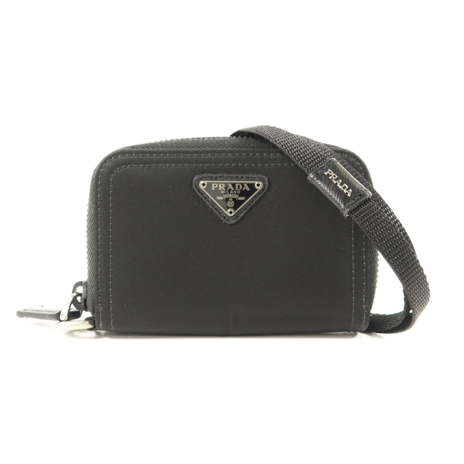 PRADA 尼龍Card Case With Strap銀扣卡片套