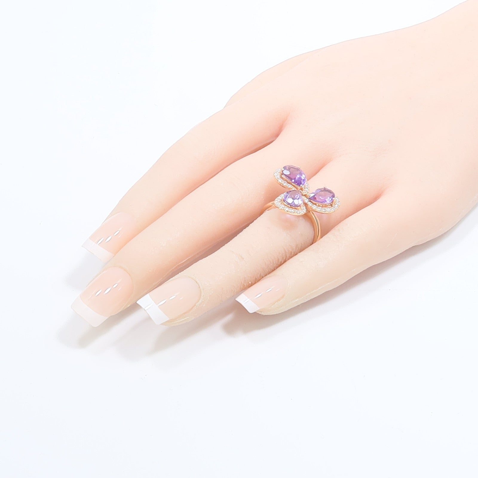 JEWELRY 18K玫瑰金Amethyst Diamond Ring紫水晶/鑽石戒指
