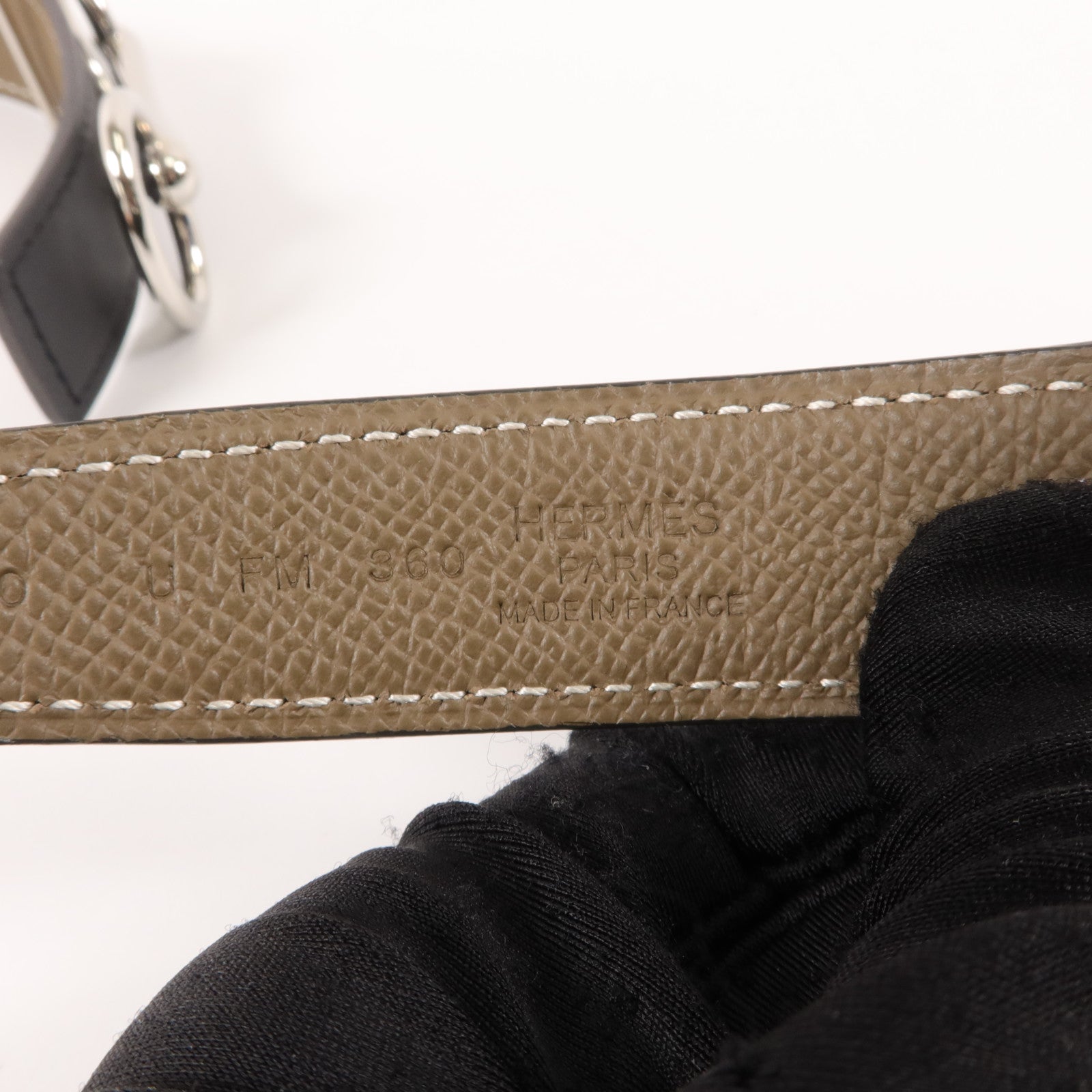 HERMES Epsom皮革/Swift皮革Horsebit Reversible Belt皮帶Noir/Etoupe