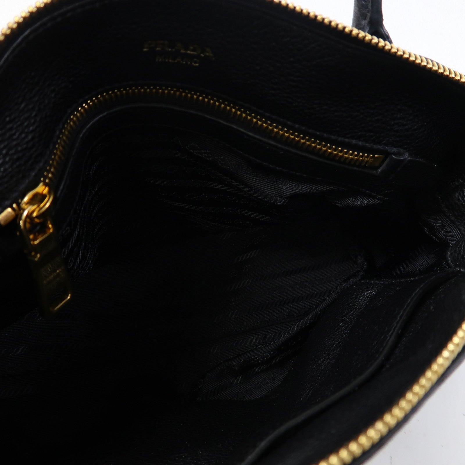 PRADA 皮革2 Way Shoulder金扣手挽肩背兩用袋黑色