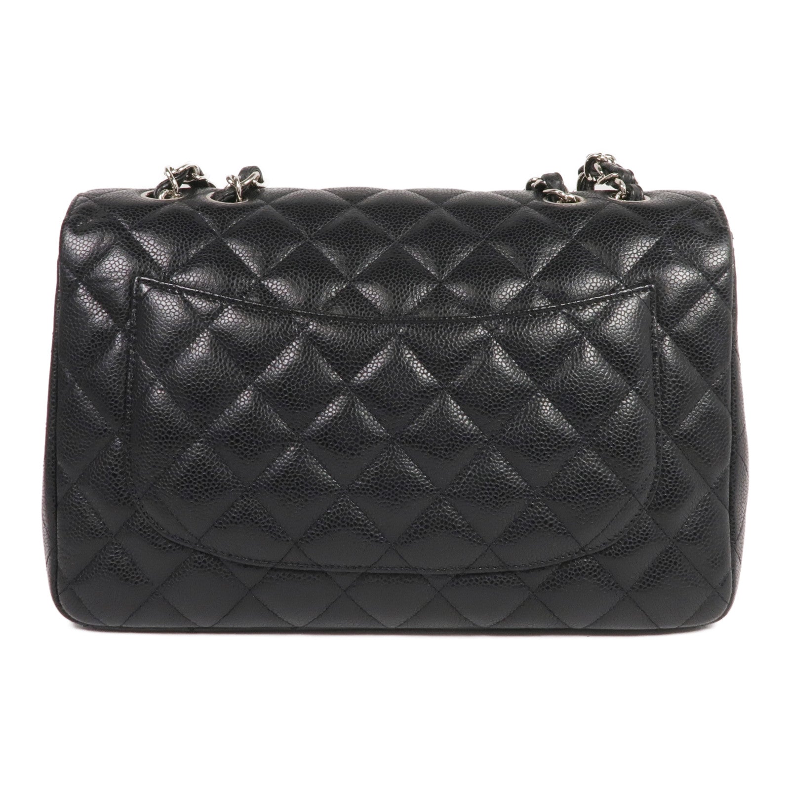 CHANEL 牛皮皮革Large Classic銀扣鏈帶肩背袋