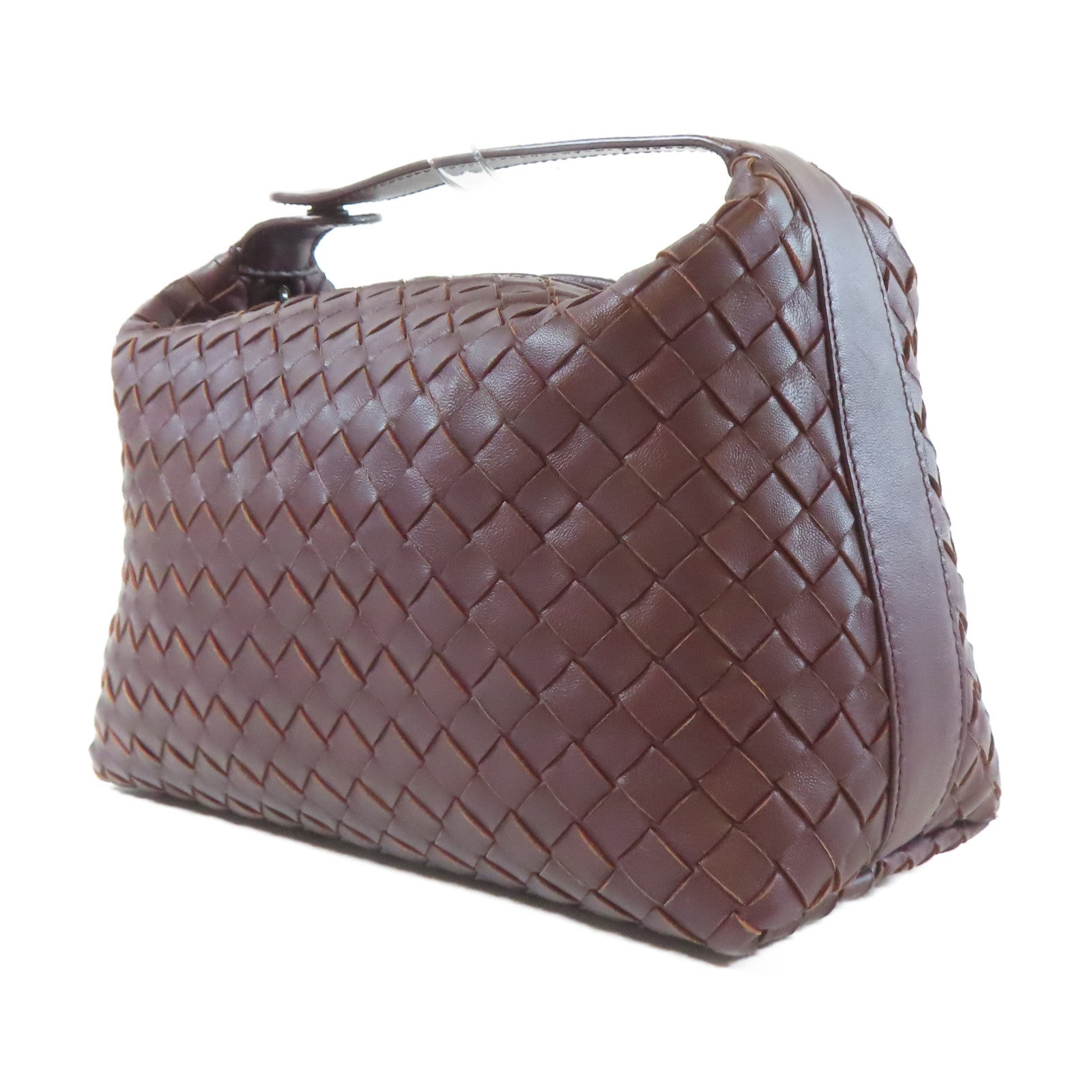 BOTTEGA VENETA 織紋牛皮皮革Shoulder Bag銀扣手挽袋啡色