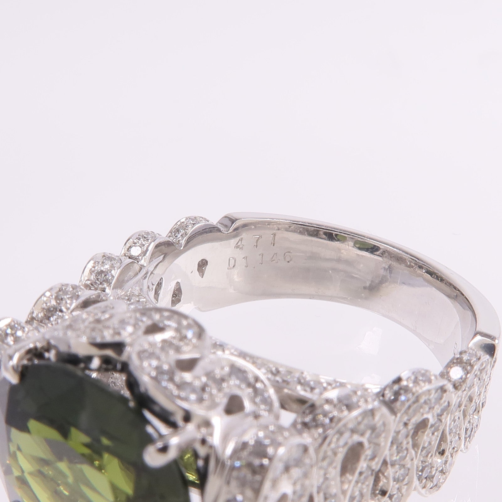 JEWELRY 18K白金Green Sapphire Diamond Ring綠色藍寶石/鑽石戒指US#6