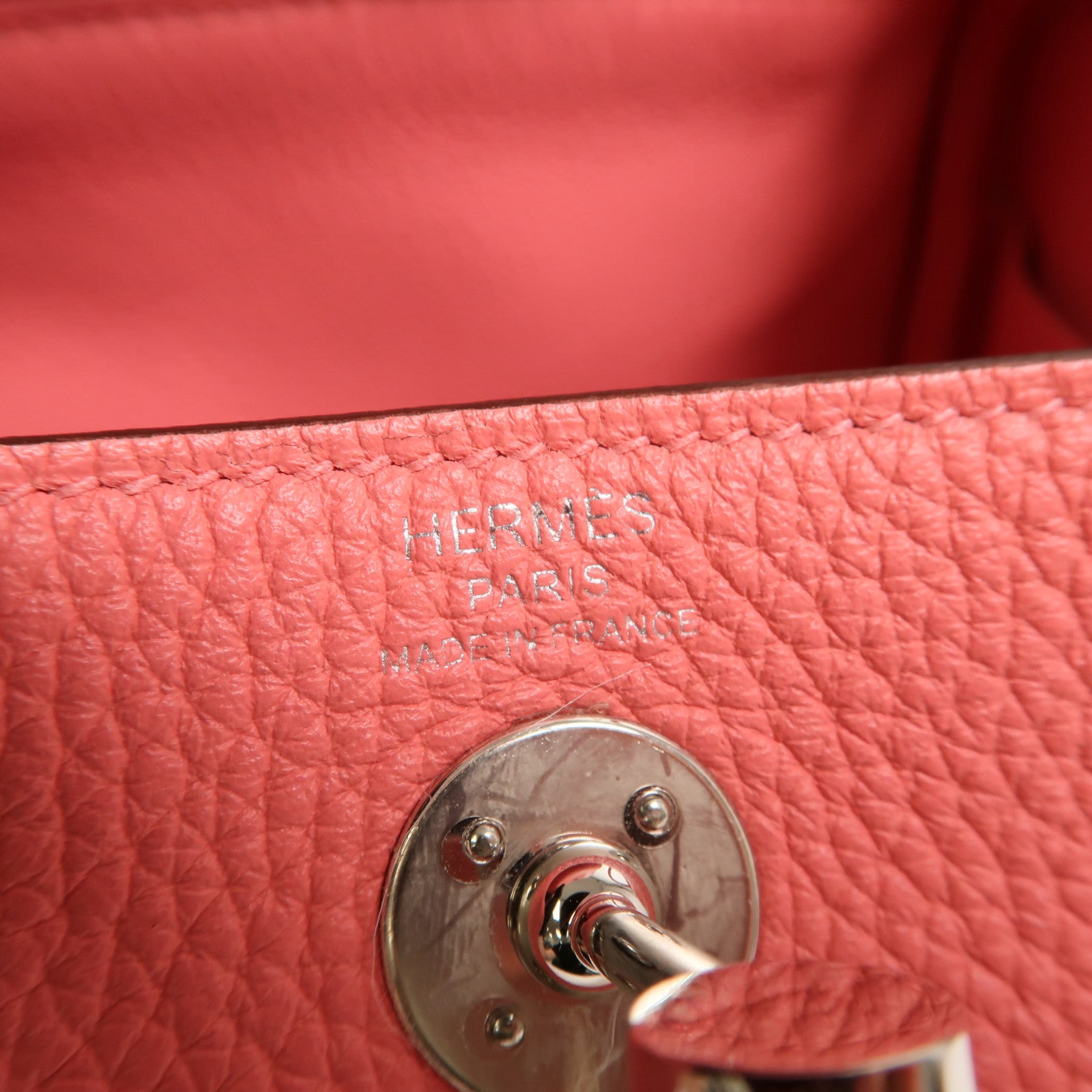 HERMES Clemence皮革Mini Lindy手挽肩背兩用袋Rose Azalee