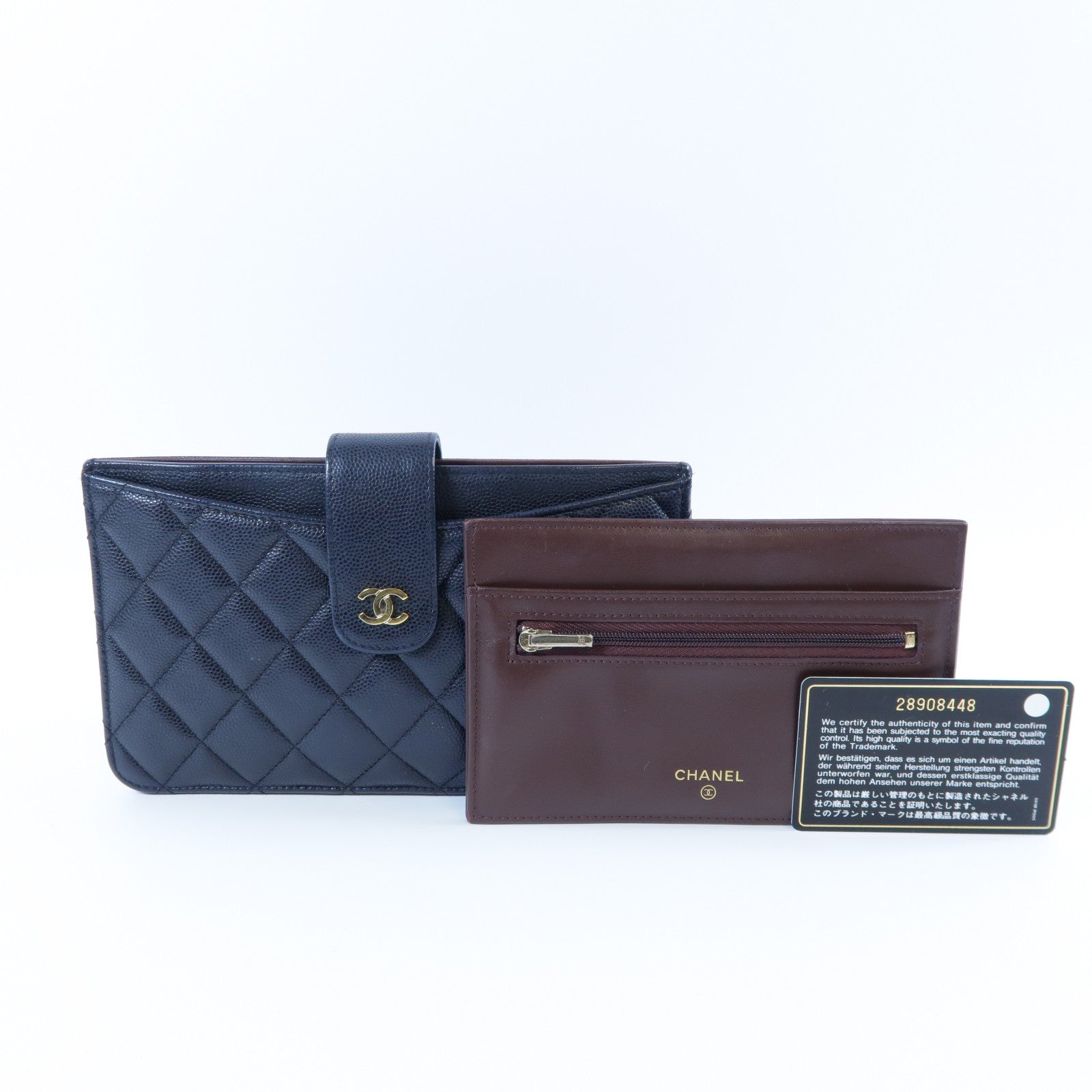CHANEL 【激減優惠】菱格Caviar皮革Long Wallet金扣長錢包黑色