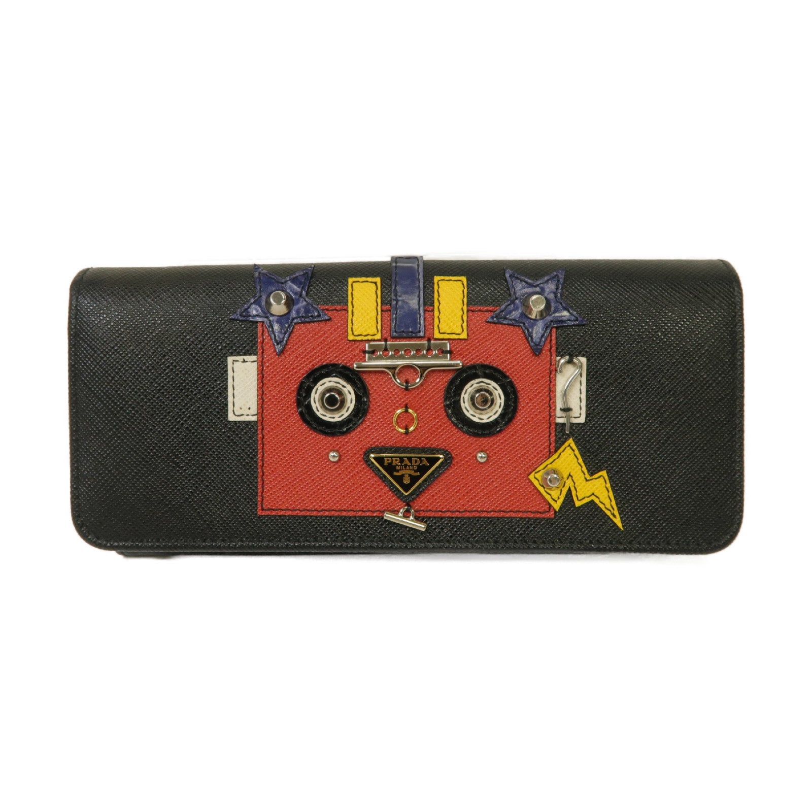 PRADA 牛皮皮革Long wallet金扣長錢包黒色