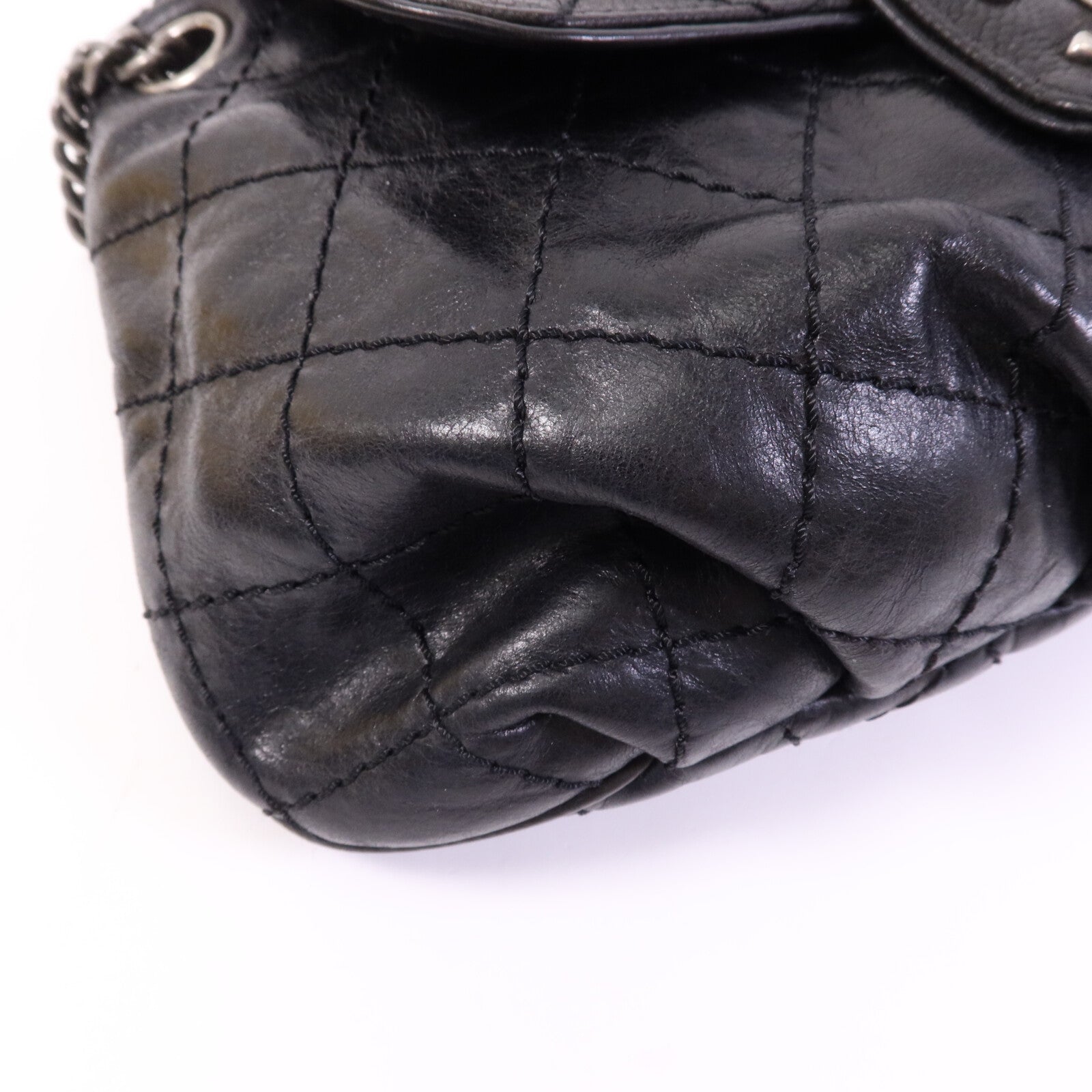 CHANEL 牛皮皮革/羊皮皮革Chain Shoulder Bag銀扣鏈帶肩背袋
