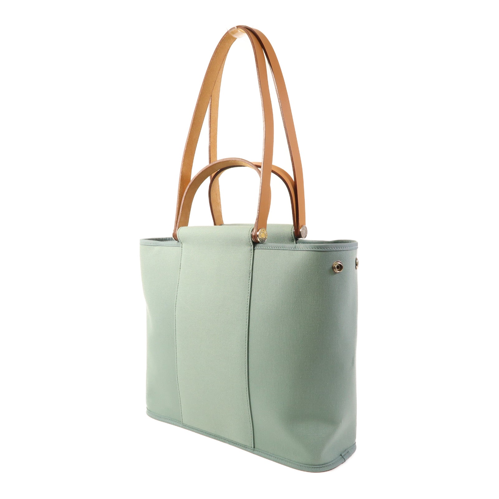 HERMES 帆布Cabag銀扣手挽肩背兩用袋