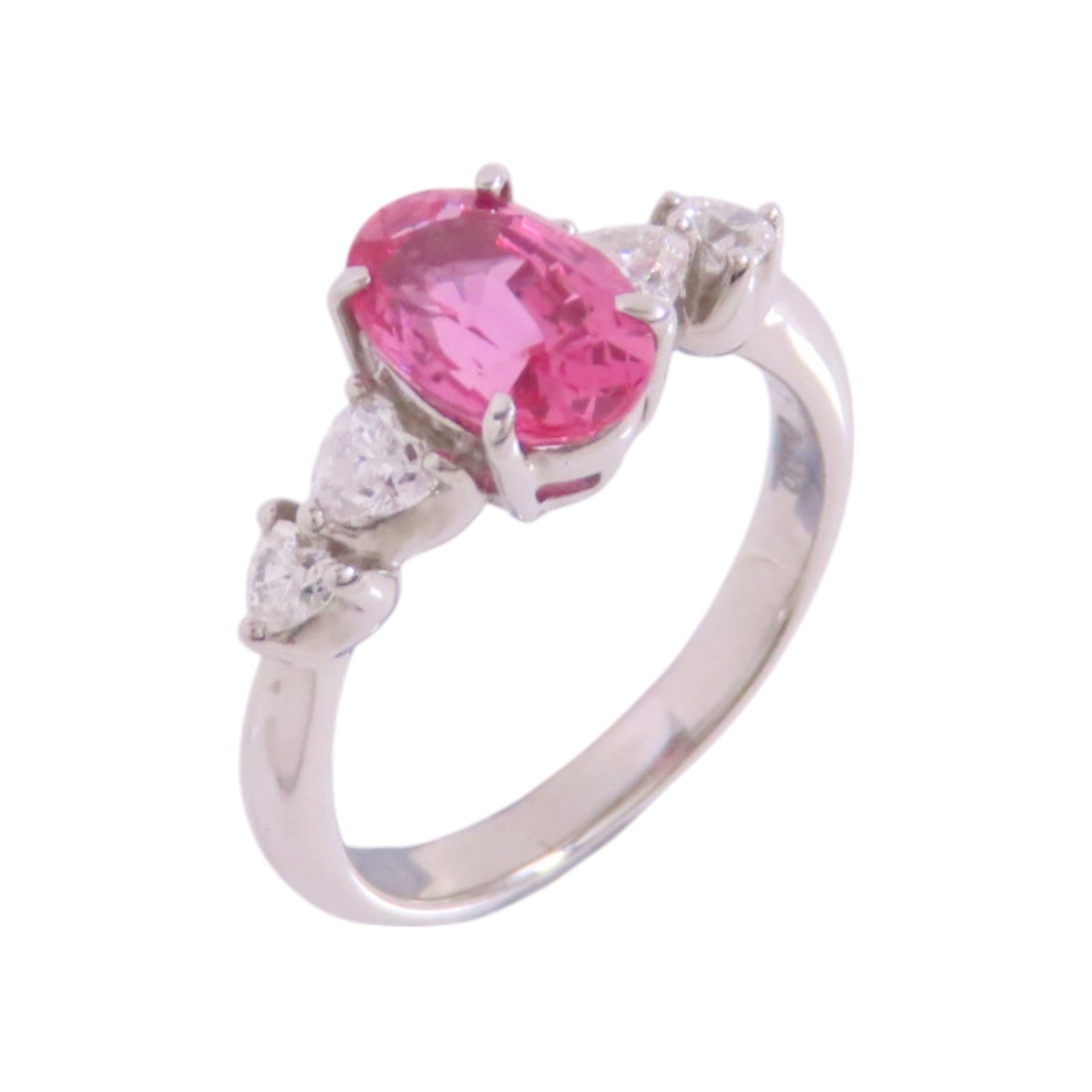 JEWELRY 【激減優惠】PT900鉑金/粉紅藍寶石/鑽石Pink Sapphire Diamond Ring戒指US#5.5