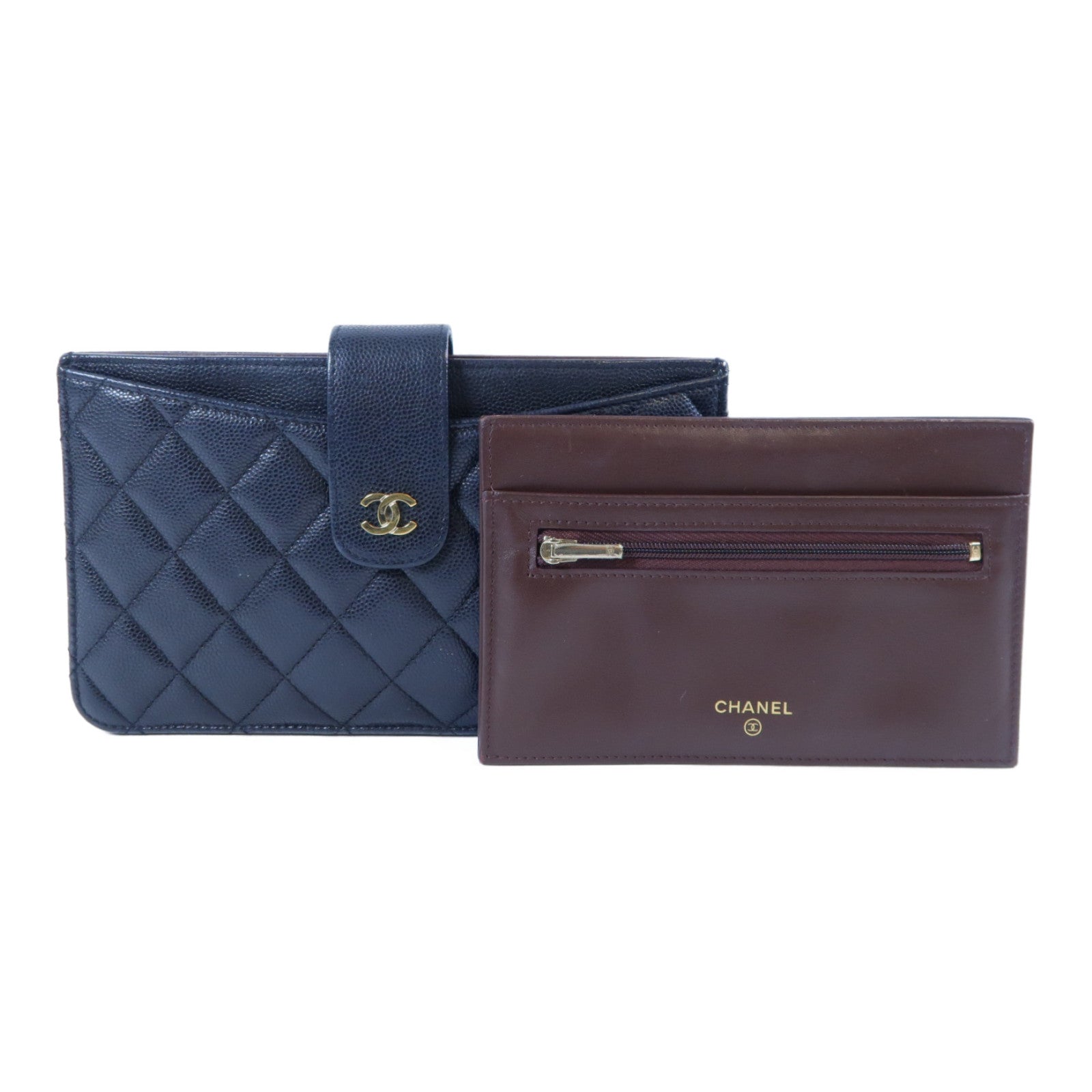 CHANEL 【激減優惠】菱格Caviar皮革Long Wallet金扣長錢包黑色