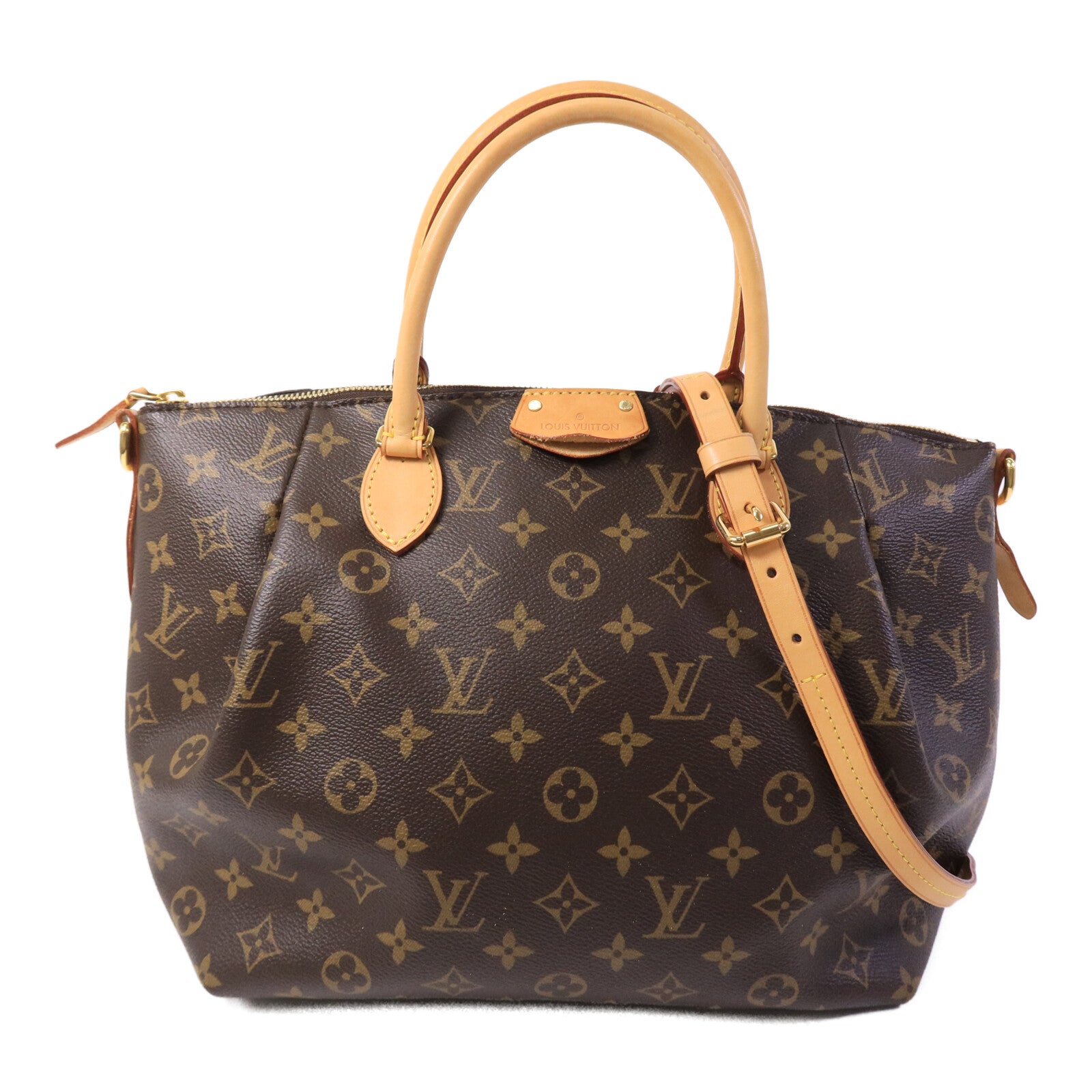 LOUIS VUITTON Monogram Turenne MM金扣手挽肩背兩用袋棕色