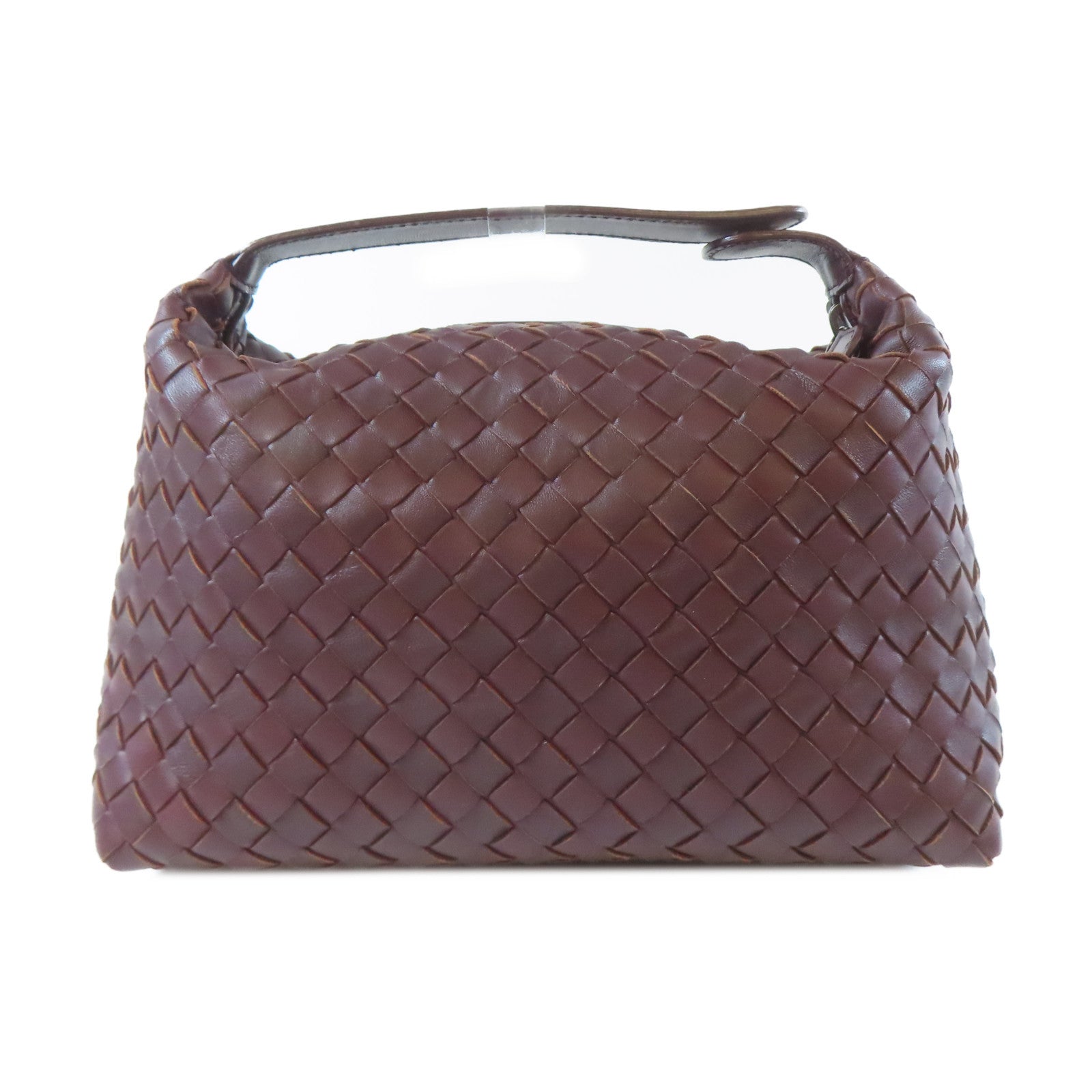 BOTTEGA VENETA 織紋牛皮皮革Shoulder Bag銀扣手挽袋啡色
