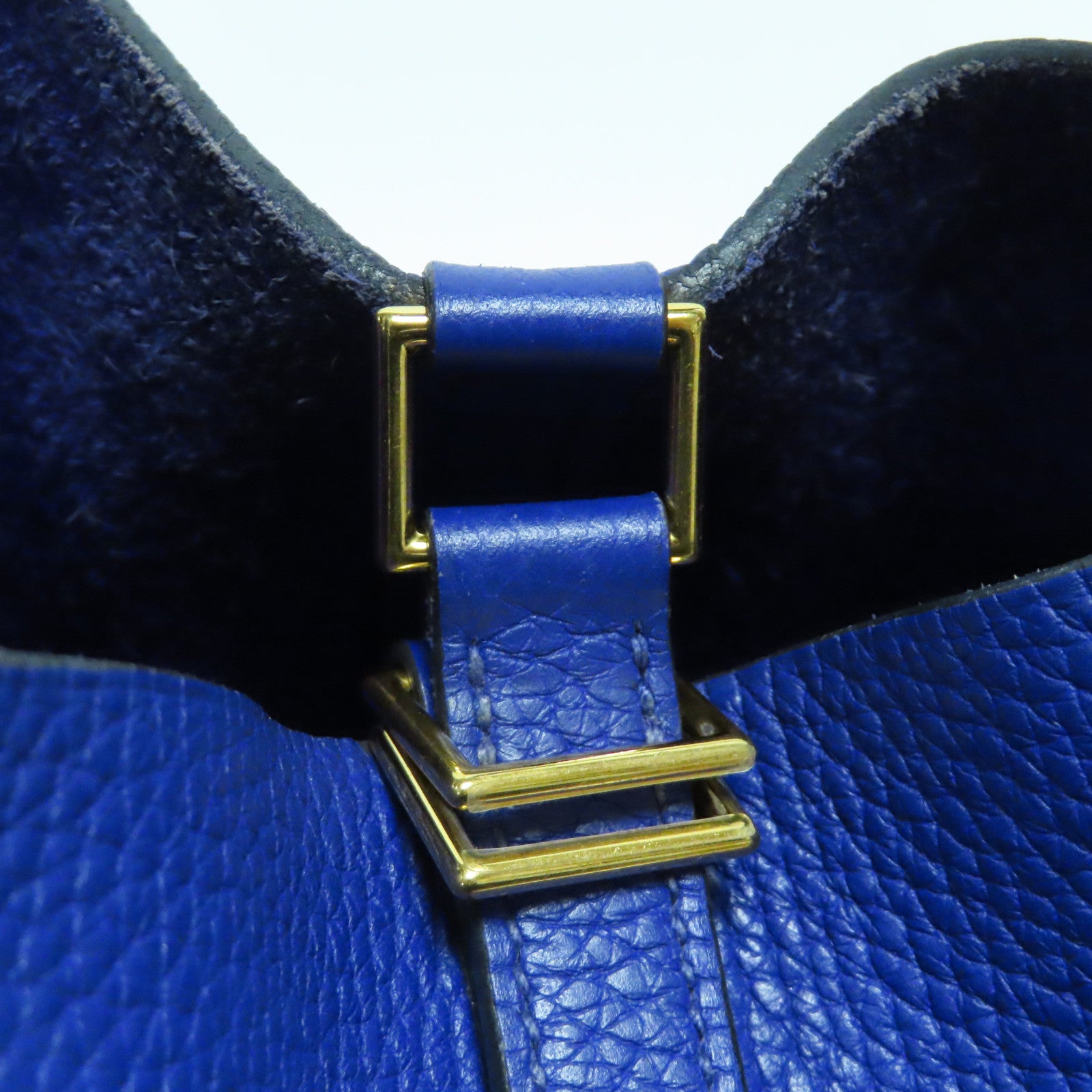 HERMES Clemence皮革Picotin MM金扣手挽袋Bleu Electrique電光藍色