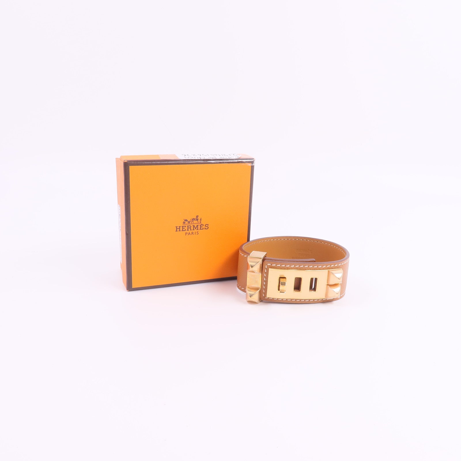 HERMES Madame皮革Collier De Chien 24 Bracelet手帶Gold