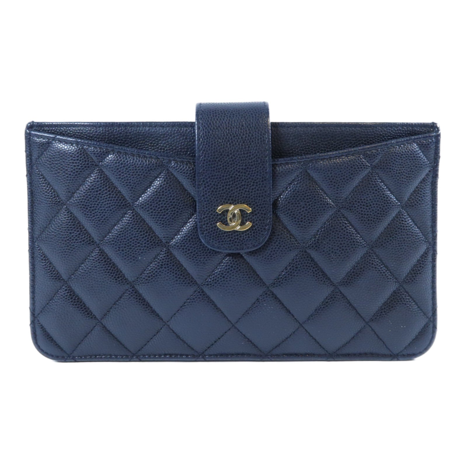 CHANEL 【激減優惠】菱格Caviar皮革Long Wallet金扣長錢包黑色
