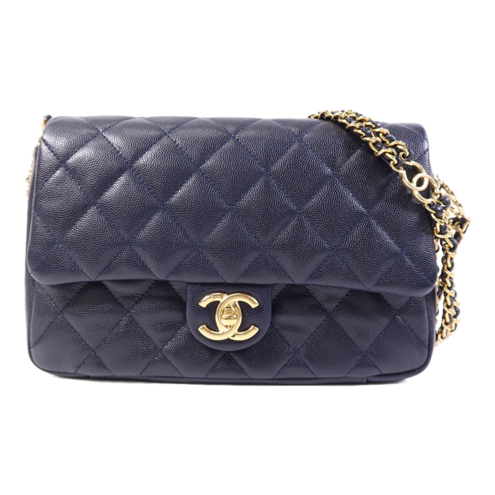 CHANEL 牛皮皮革Shoulder Bag金扣鏈帶肩背袋