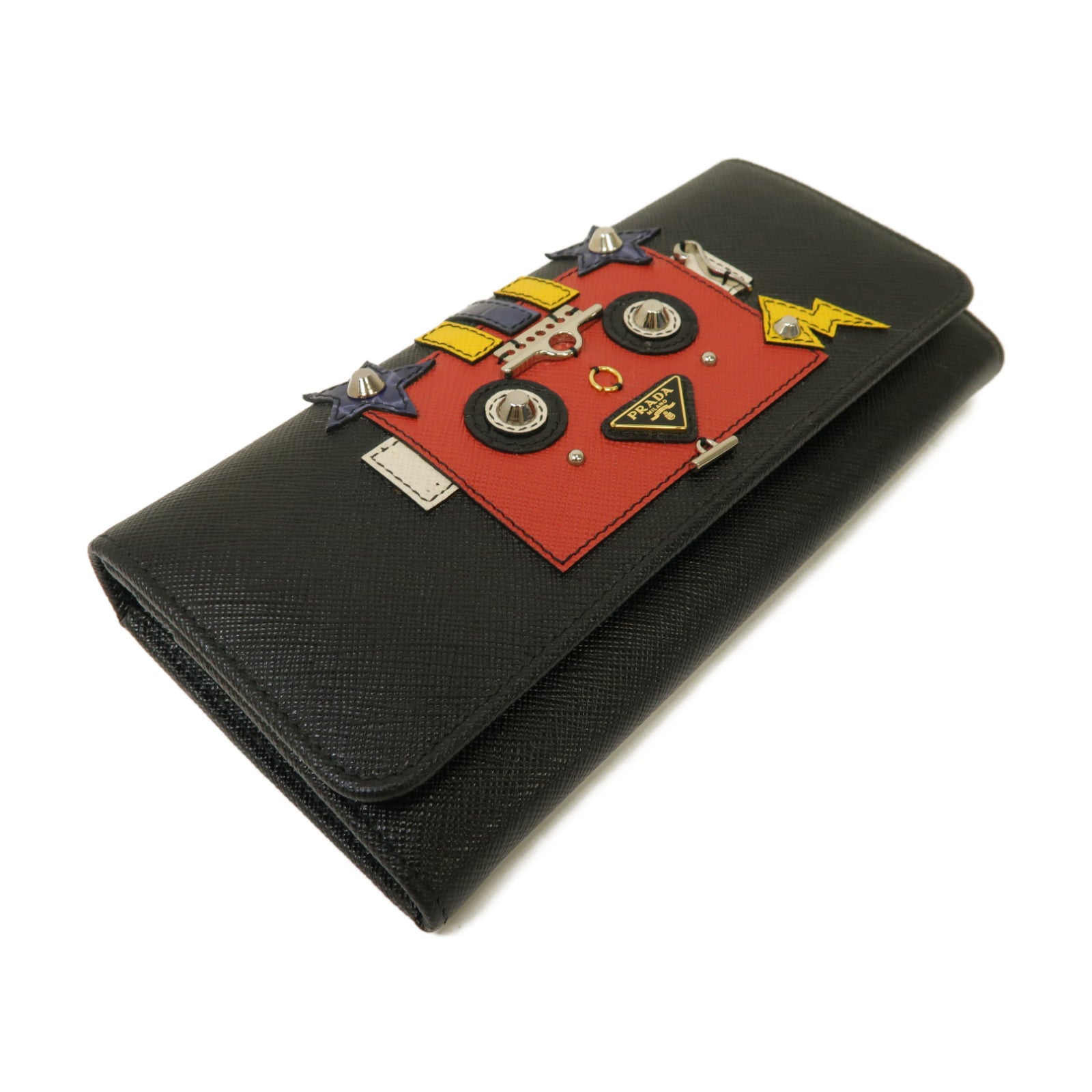 PRADA 牛皮皮革Long wallet金扣長錢包黒色