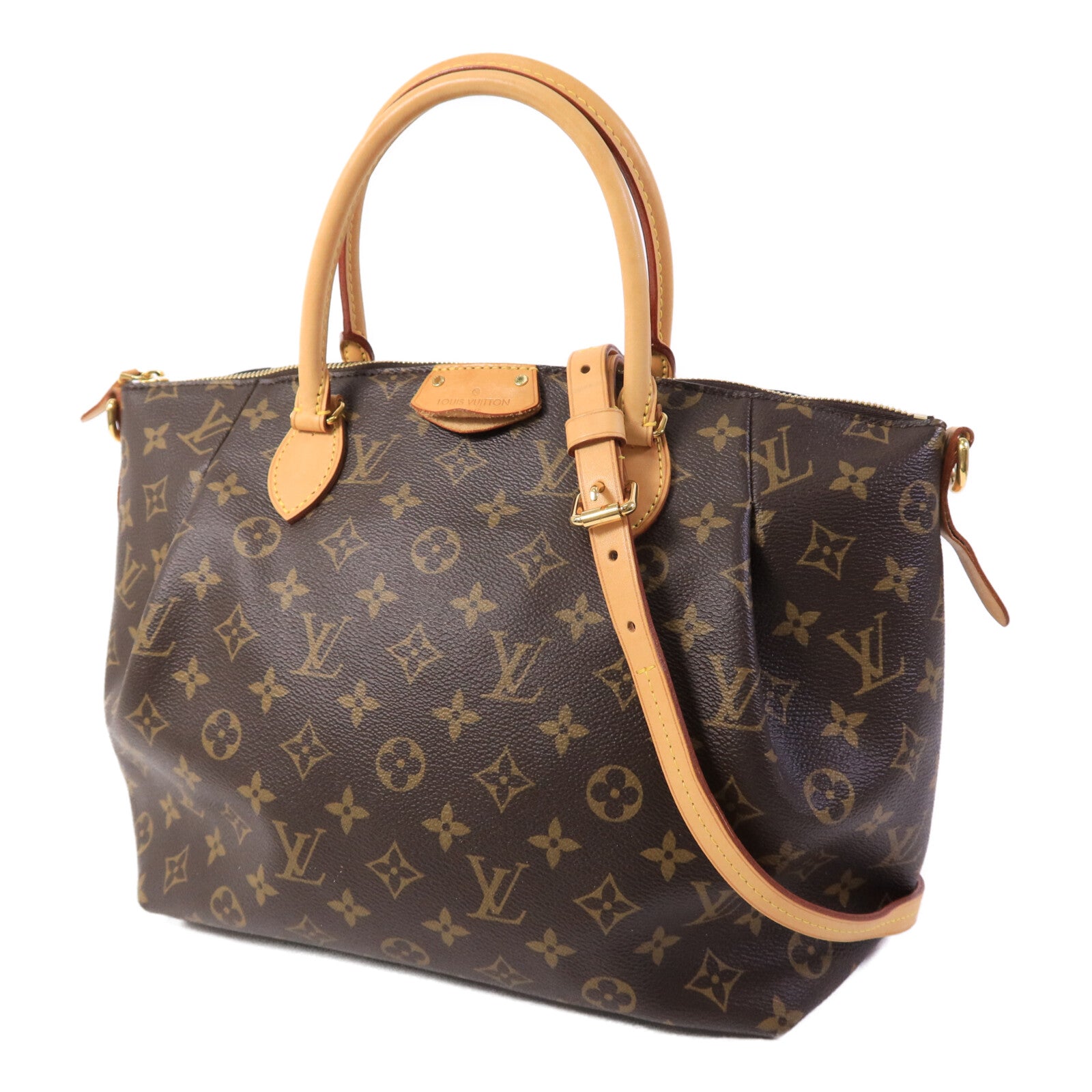LOUIS VUITTON Monogram Turenne MM金扣手挽肩背兩用袋棕色