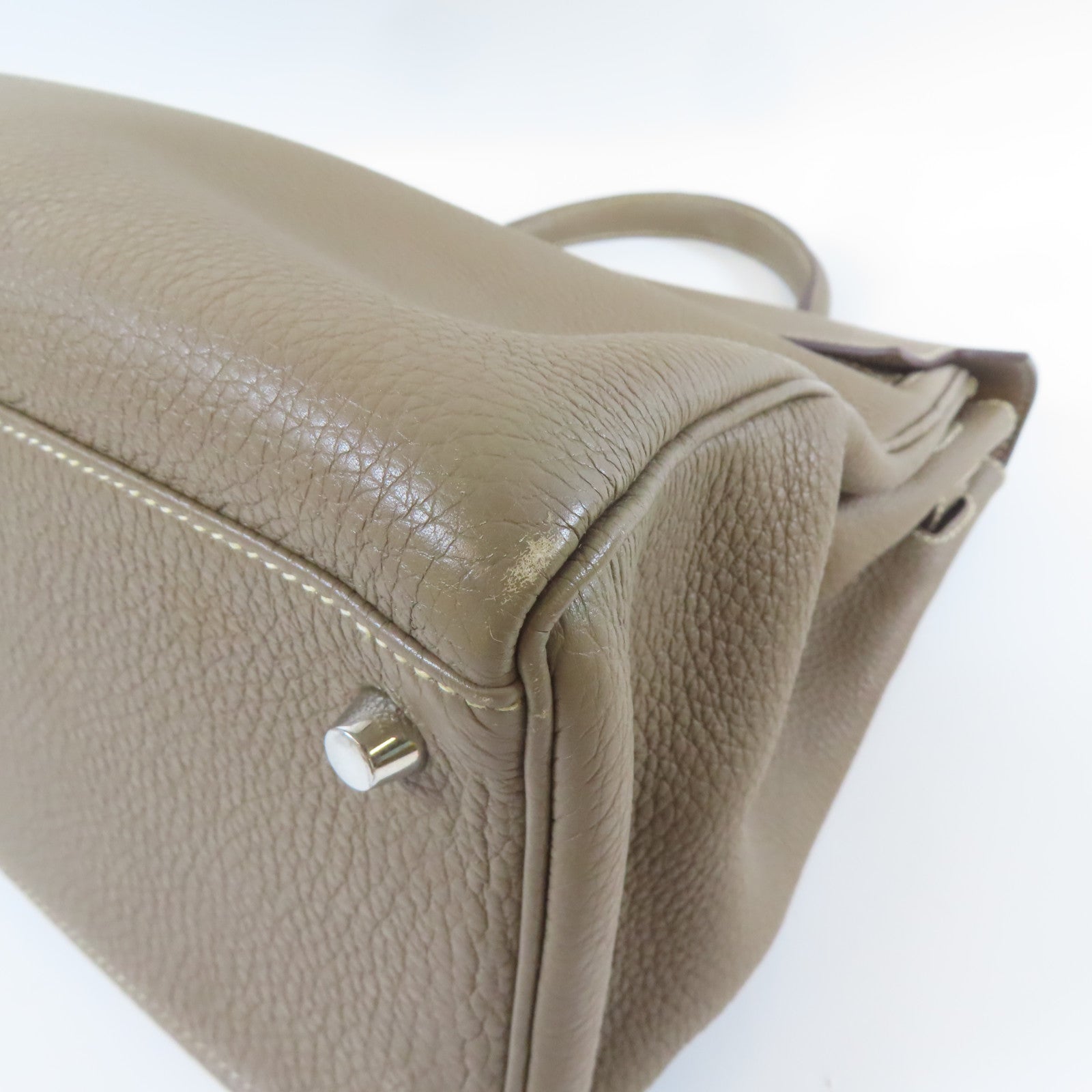 HERMES 【激減優惠】Togo皮革Kelly 35銀扣手挽肩背兩用袋大象灰色