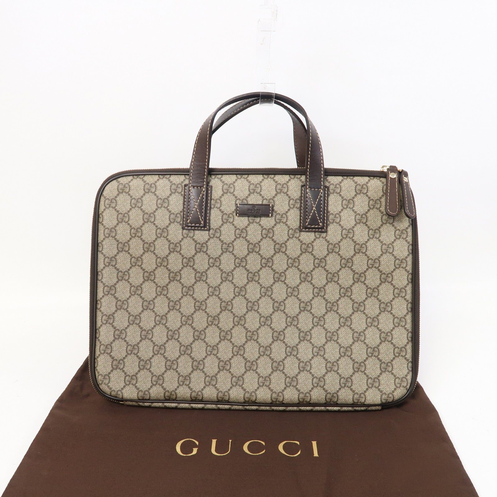 GUCCI 塗層帆布Briefcase金扣商務包/公事包啡色