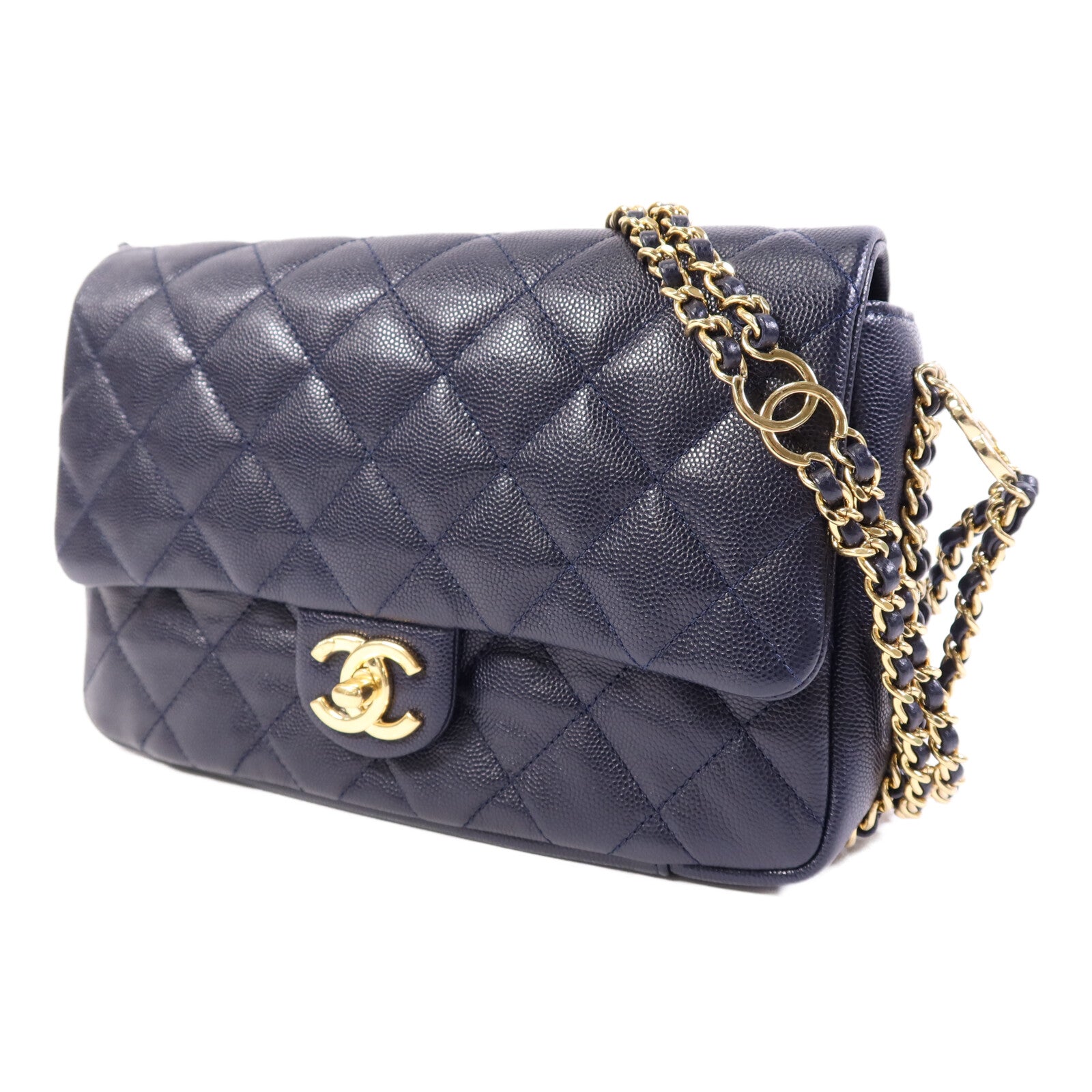 CHANEL 牛皮皮革Shoulder Bag金扣鏈帶肩背袋