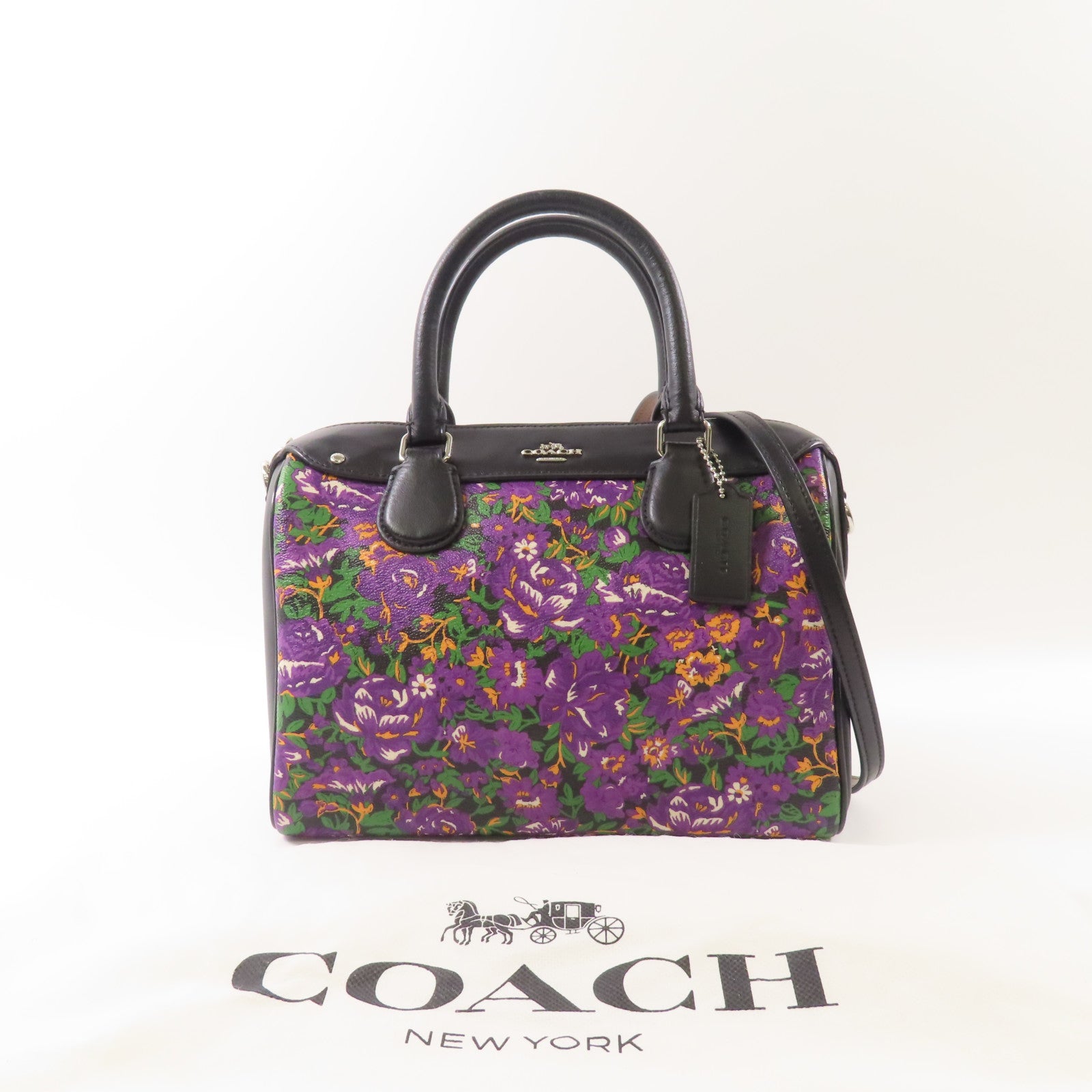 COACH 牛皮皮革2 Way Shoulder Bag銀扣手挽肩背兩用袋