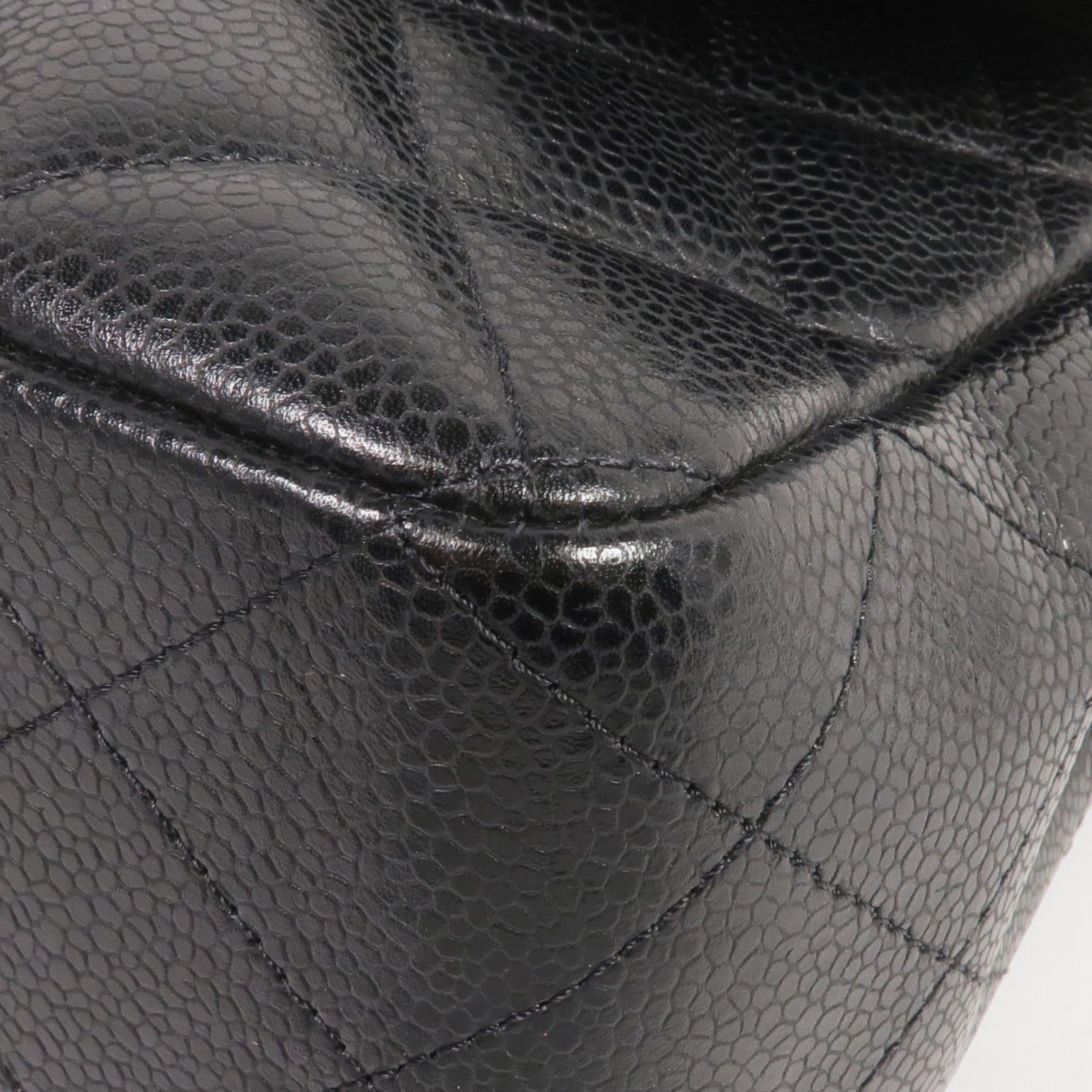 CHANEL 牛皮皮革Large Classic銀扣鏈帶肩背袋