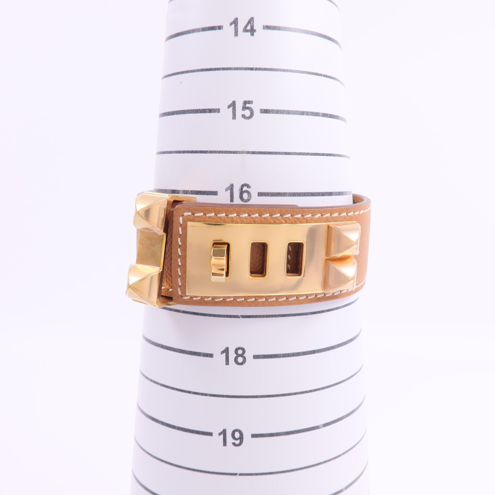 HERMES Madame皮革Collier De Chien 24 Bracelet手帶Gold