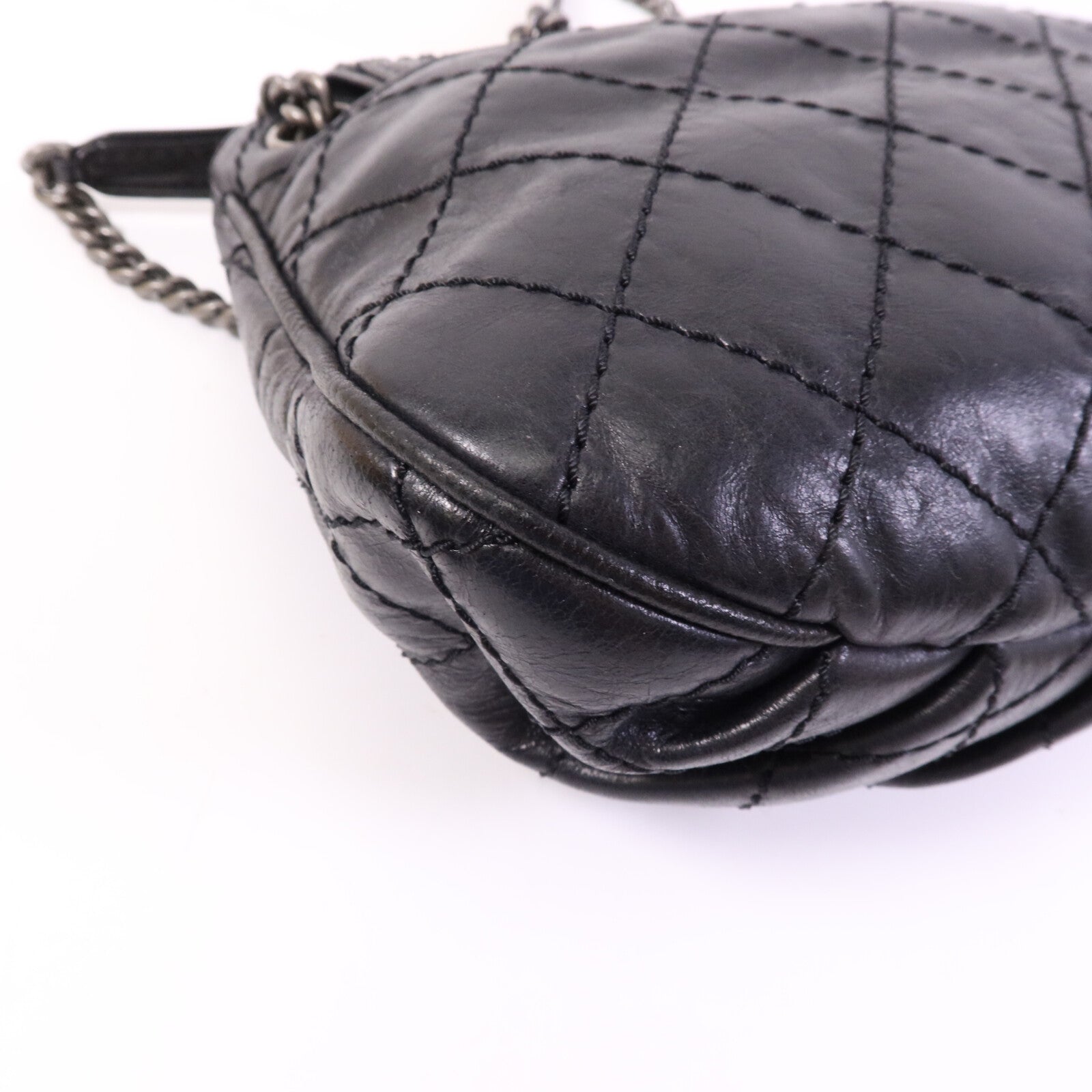 CHANEL 牛皮皮革/羊皮皮革Chain Shoulder Bag銀扣鏈帶肩背袋