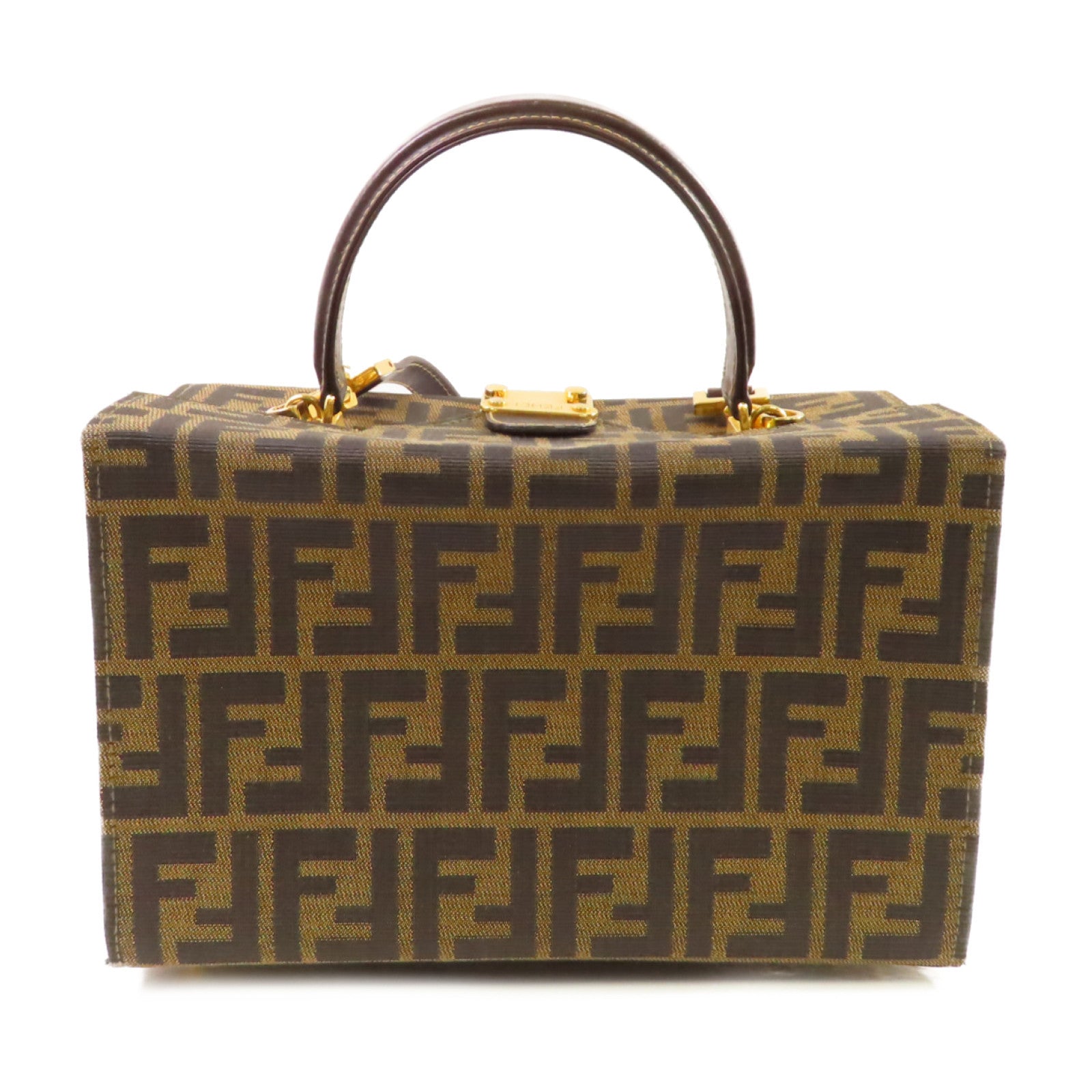 FENDI 帆布Sukka Afor Vintage Bag金扣手挽肩背兩用袋啡色
