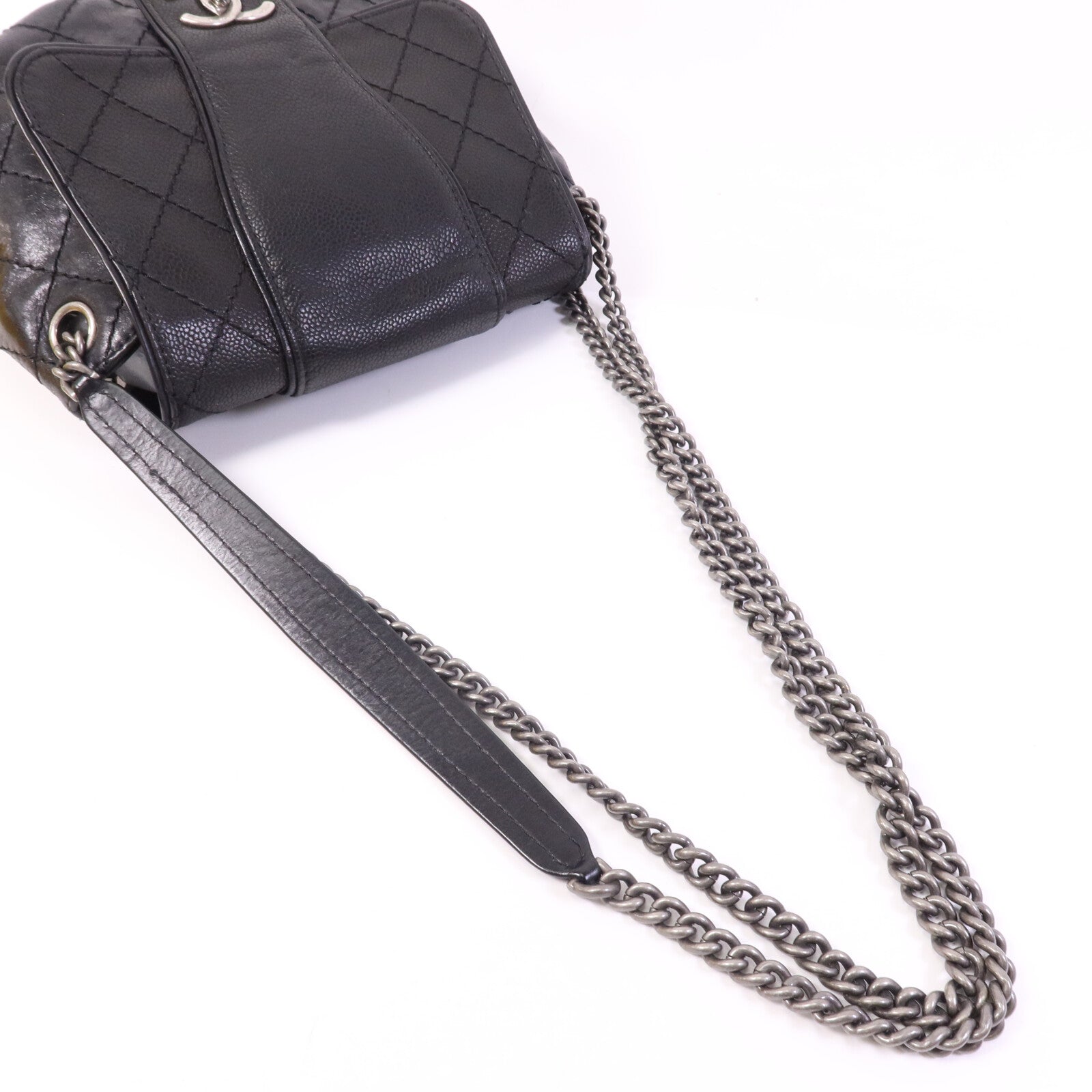 CHANEL 牛皮皮革/羊皮皮革Chain Shoulder Bag銀扣鏈帶肩背袋