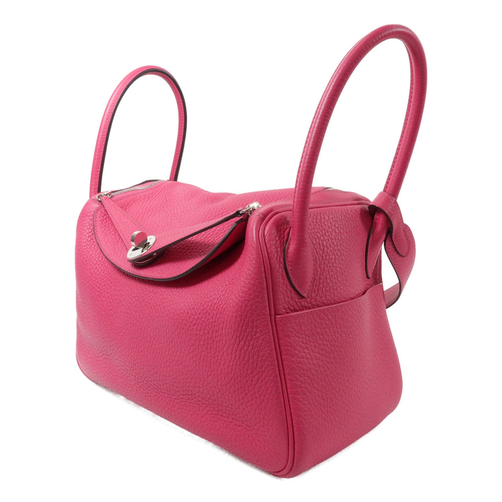 HERMES Clemence皮革Lindy 26手挽肩背兩用袋Rose Extreme