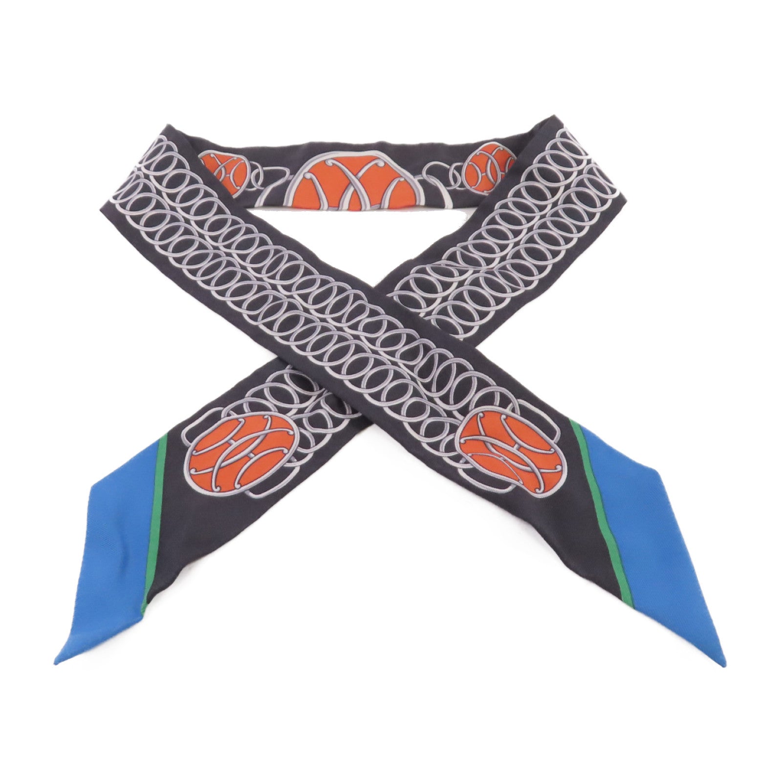 HERMES 【激減優惠】絲質Twilly Scarf絲巾黑色/橙色/藍色/彩色