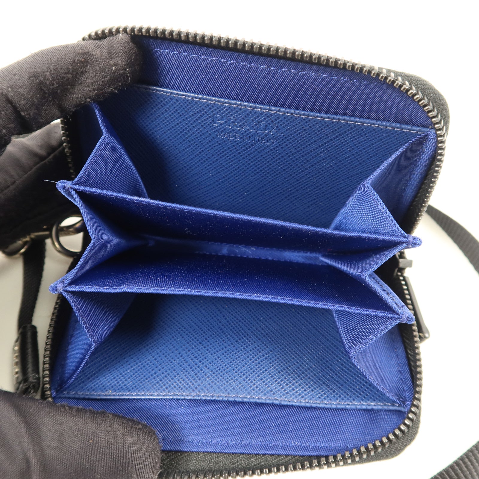 PRADA 尼龍Card Case With Strap銀扣卡片套