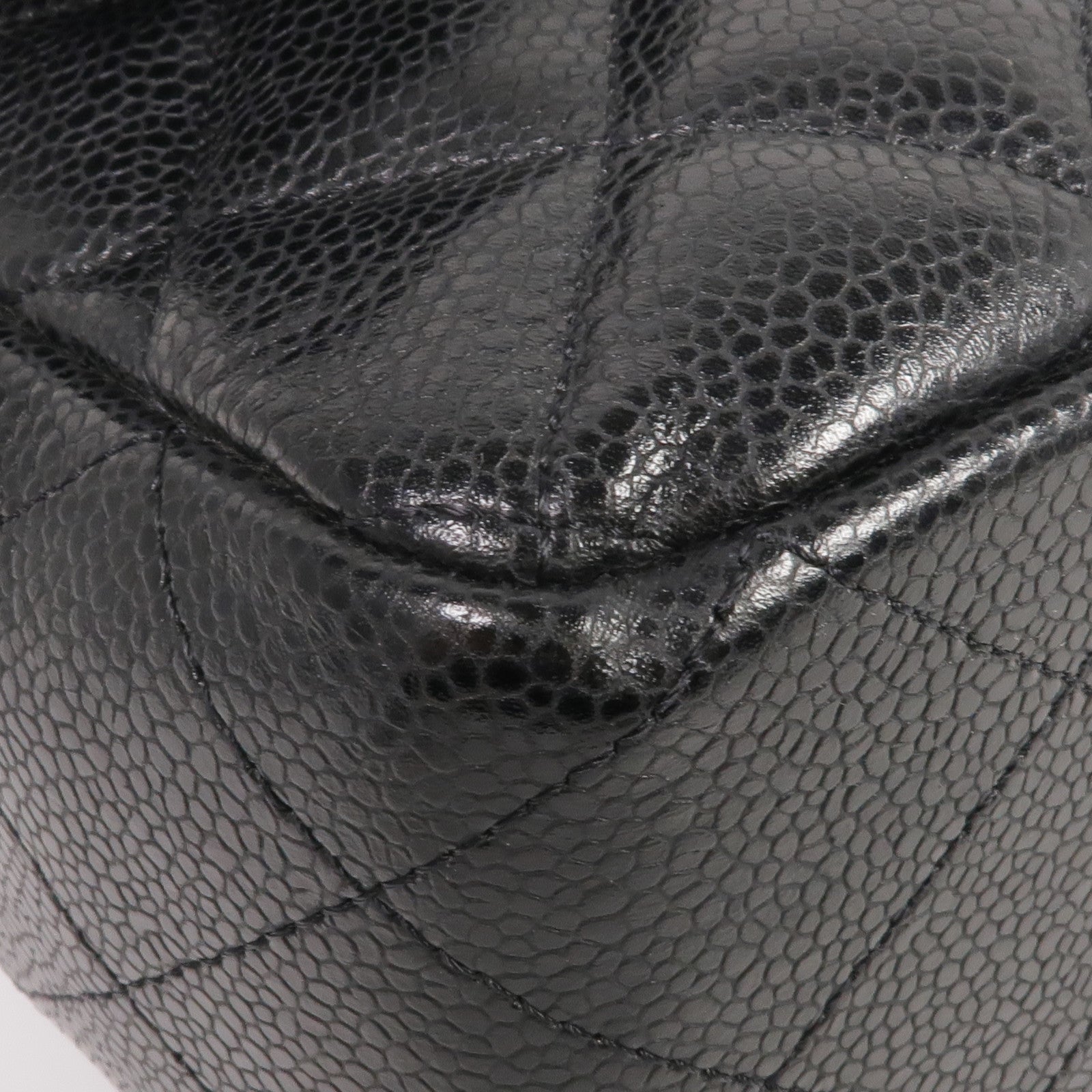 CHANEL 牛皮皮革Large Classic銀扣鏈帶肩背袋